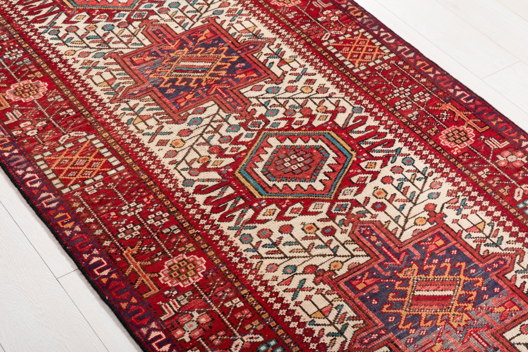 Hand-Knotted Vintage Wool Runner Rug – 11' 2" x 3' 6" (340 × 106 cm) - Yasi & Fara