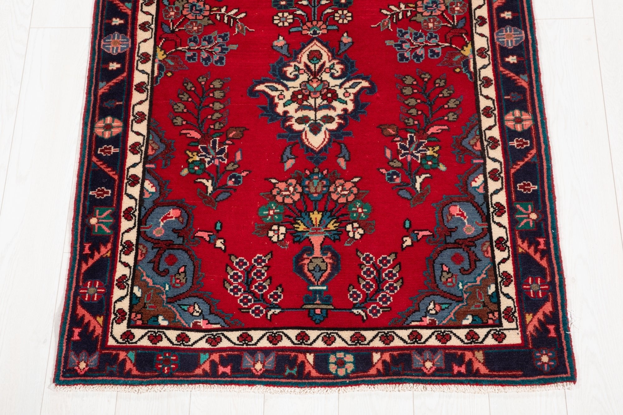 Hand-Knotted Vintage Wool Runner Rug – 9' 9" x 3' 4" (298 × 102 cm) - Yasi & Fara