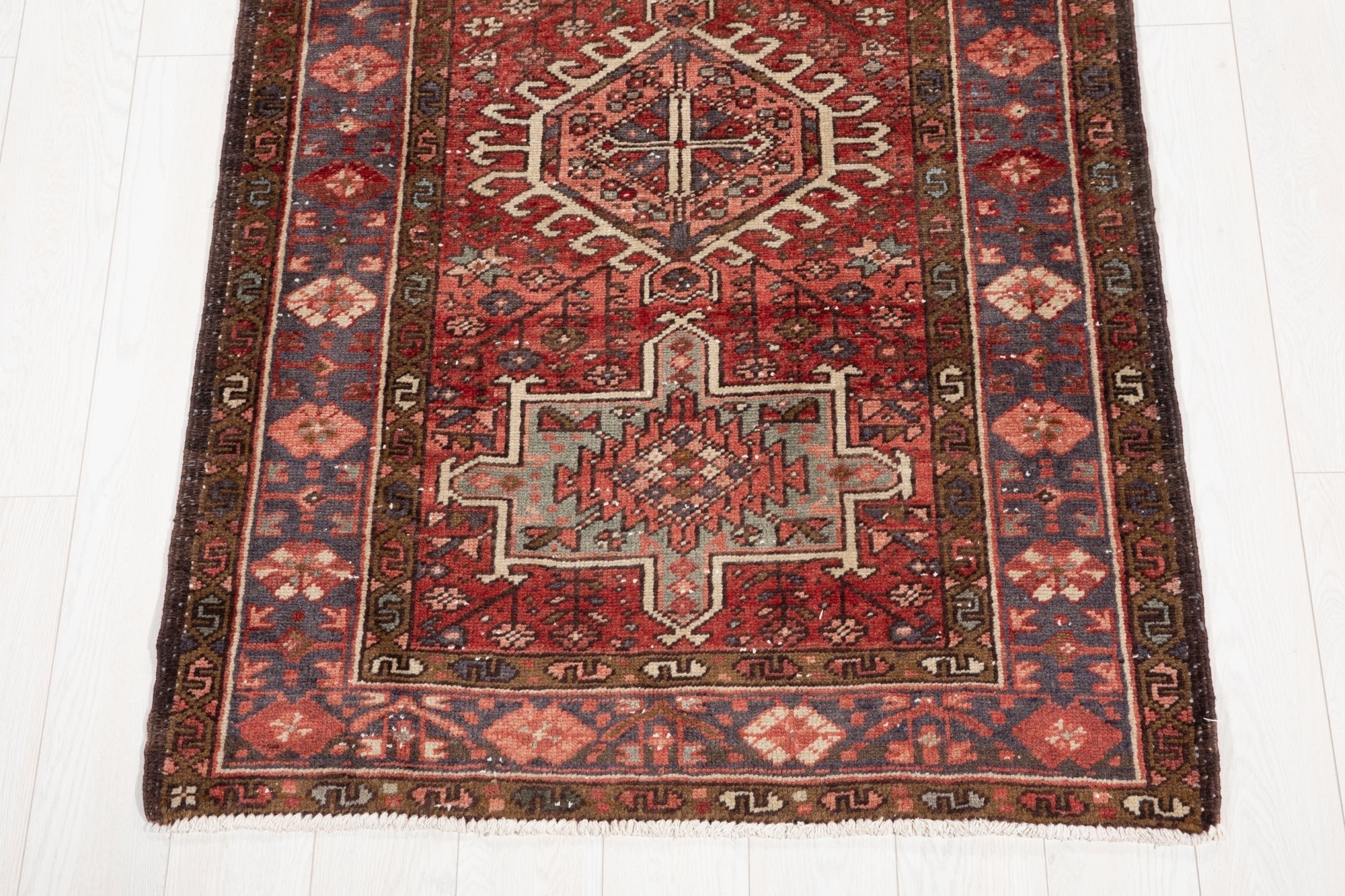 Hand-Knotted Vintage Wool Runner Rug – 10' 7" x 3' 6" (323 × 106 cm) - Yasi & Fara