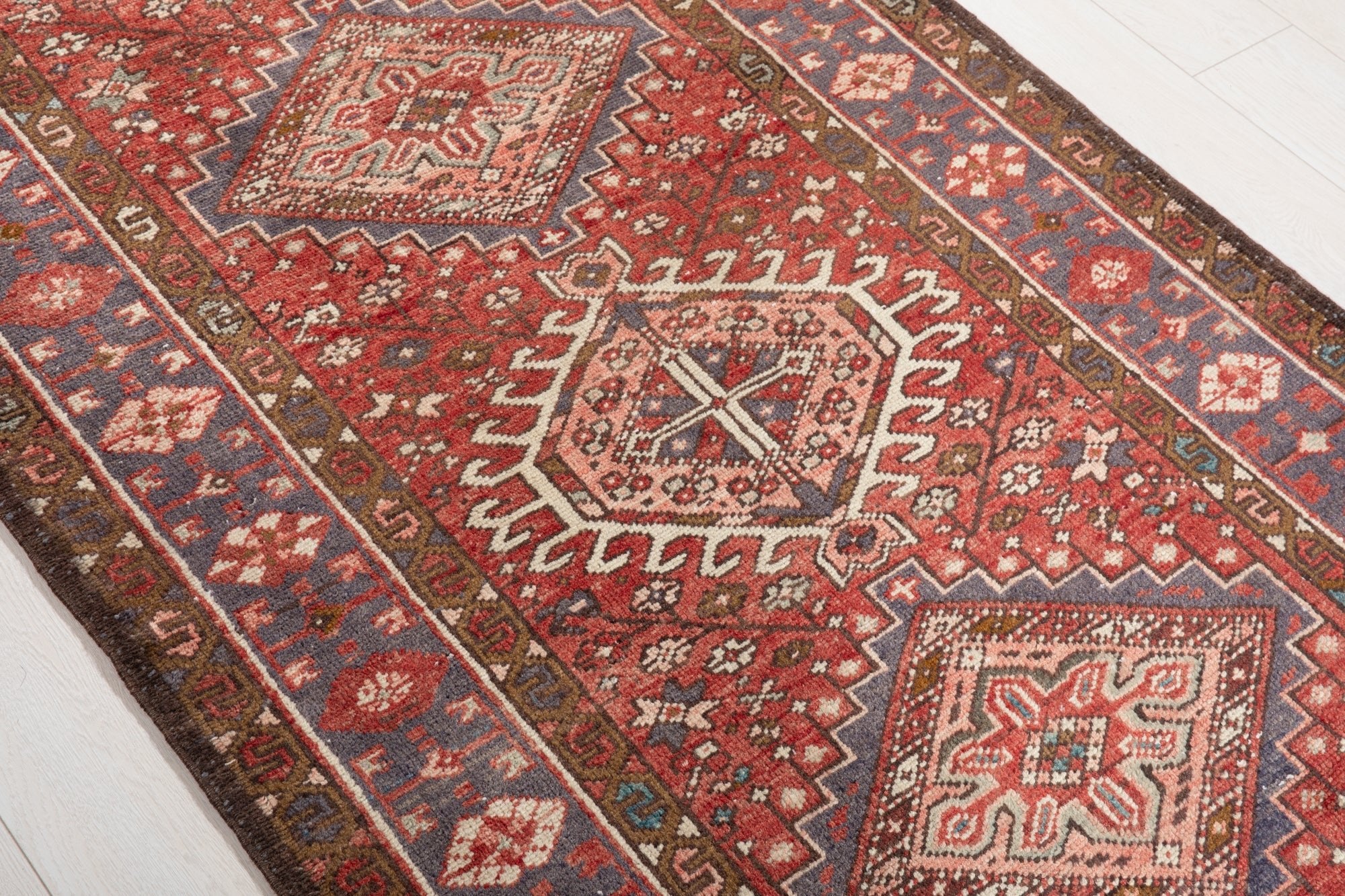 Hand-Knotted Vintage Wool Runner Rug – 10' 7" x 3' 6" (323 × 106 cm) - Yasi & Fara