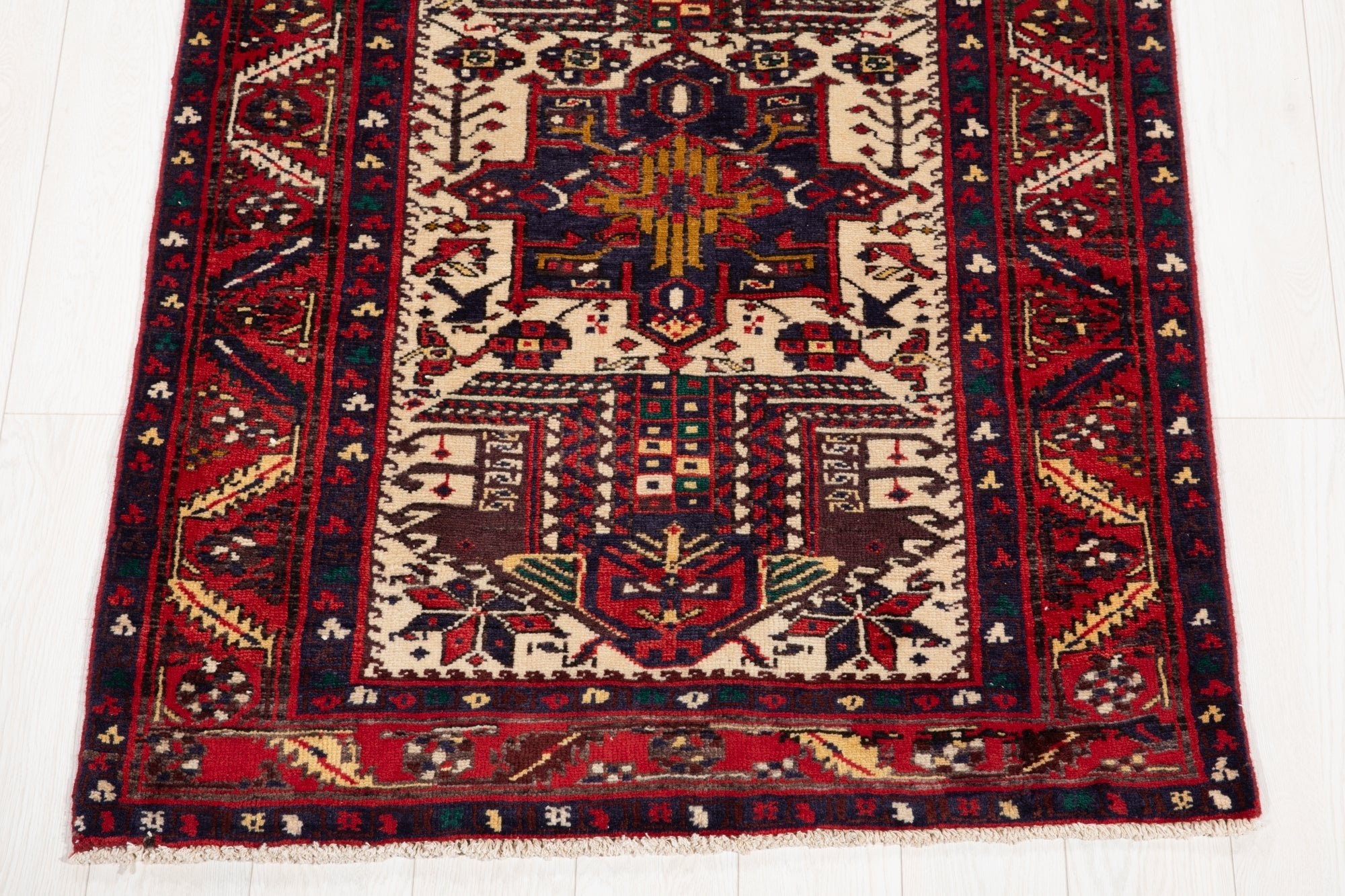 Hand-Knotted Vintage Wool Runner Rug – 10' 11" x 3' 5" (333 × 105 cm) - Yasi & Fara