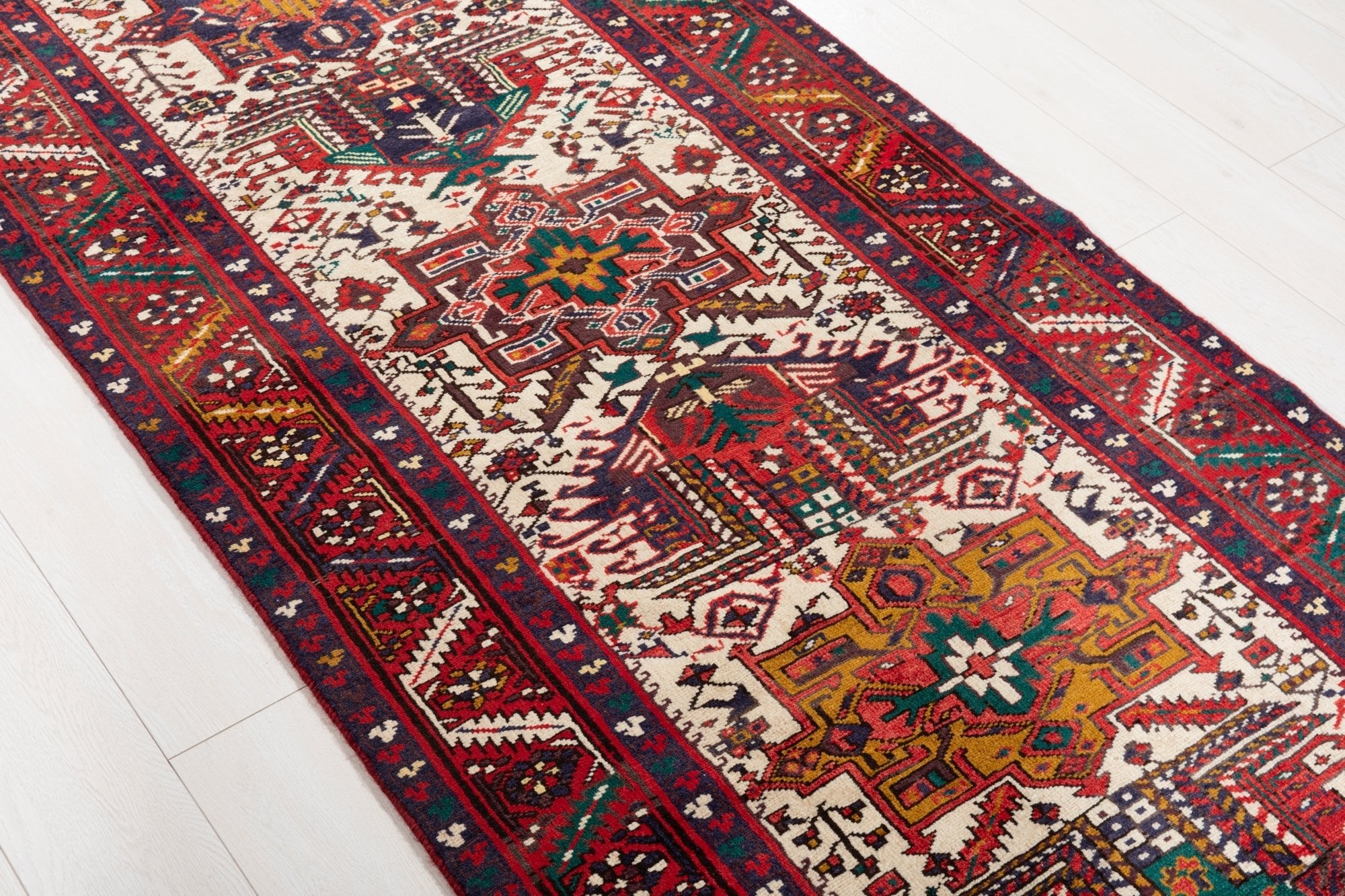 Hand-Knotted Vintage Wool Runner Rug – 10' 11" x 3' 5" (333 × 105 cm) - Yasi & Fara