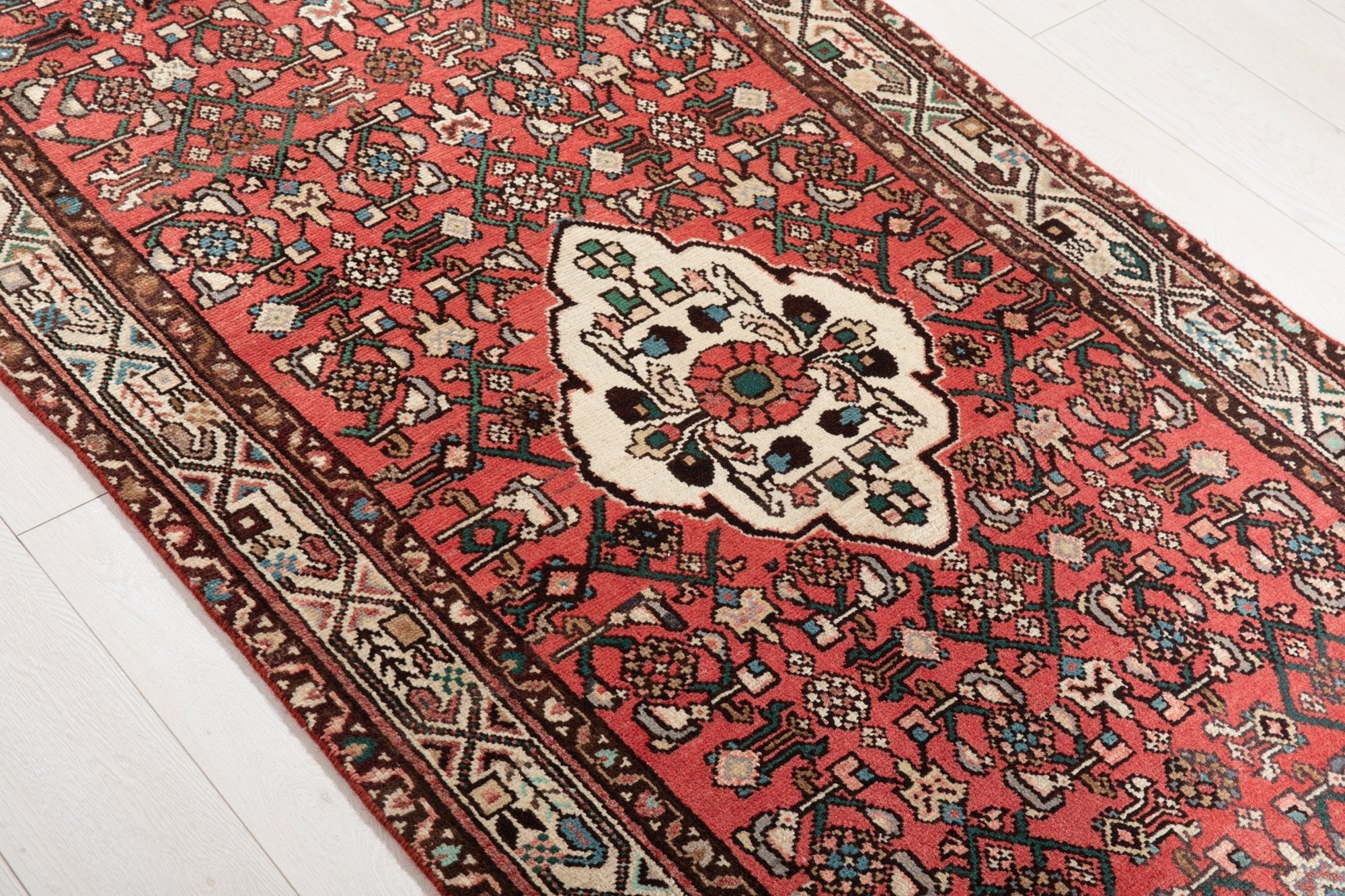 Hand-Knotted Vintage Wool Runner Rug – 12' 7" x 3' 4" (384 × 102 cm) - Yasi & Fara