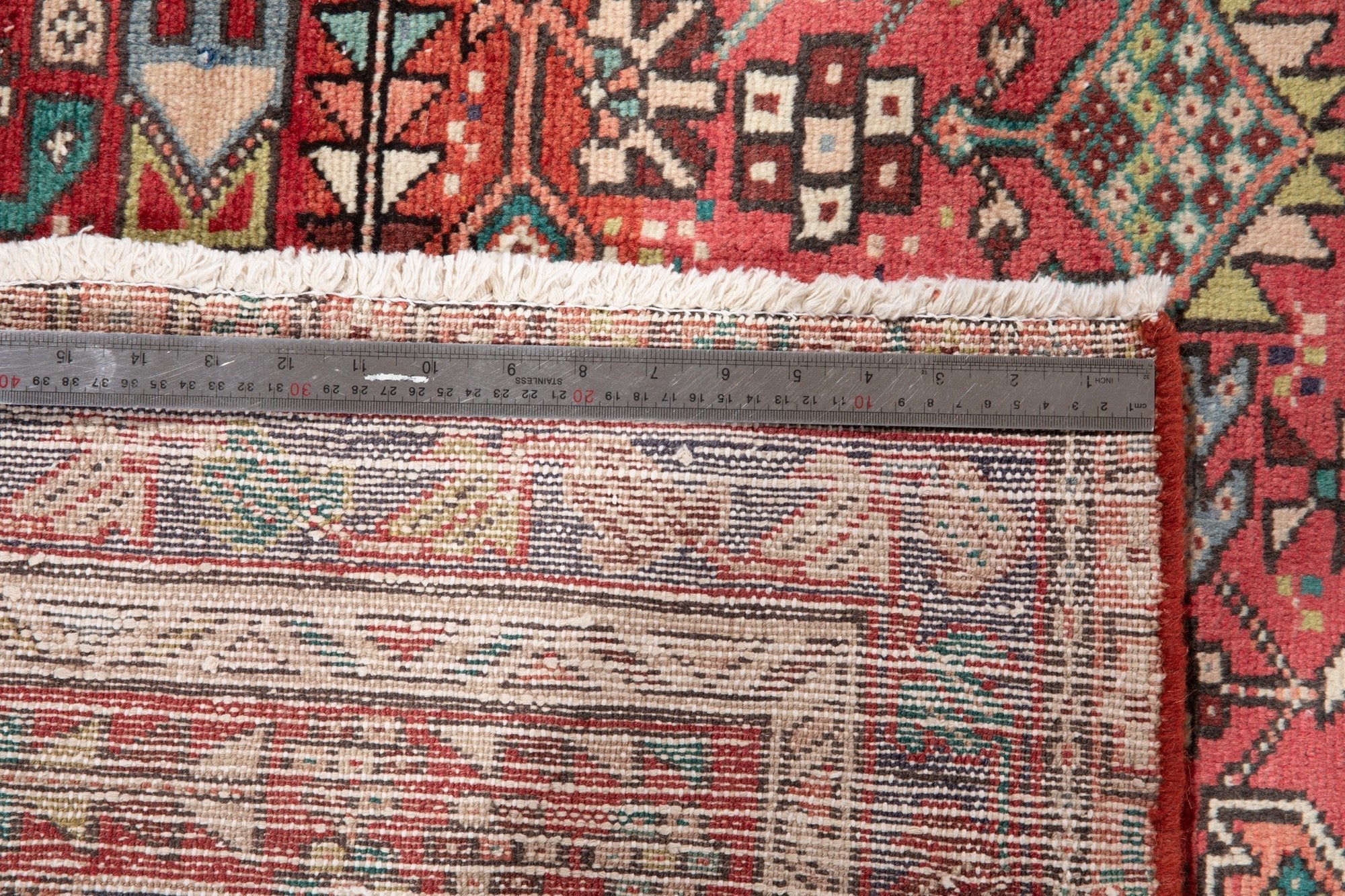 Hand-Knotted Vintage Wool Runner Rug – 11' 6" x 3' 3" (350 × 100 cm) - Yasi & Fara