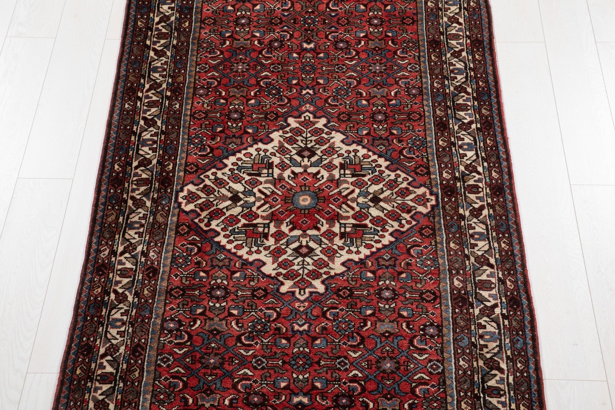 Hand-Knotted Vintage Wool Runner Rug – 11' 1" x 3' 7" (339 × 110 cm) - Yasi & Fara
