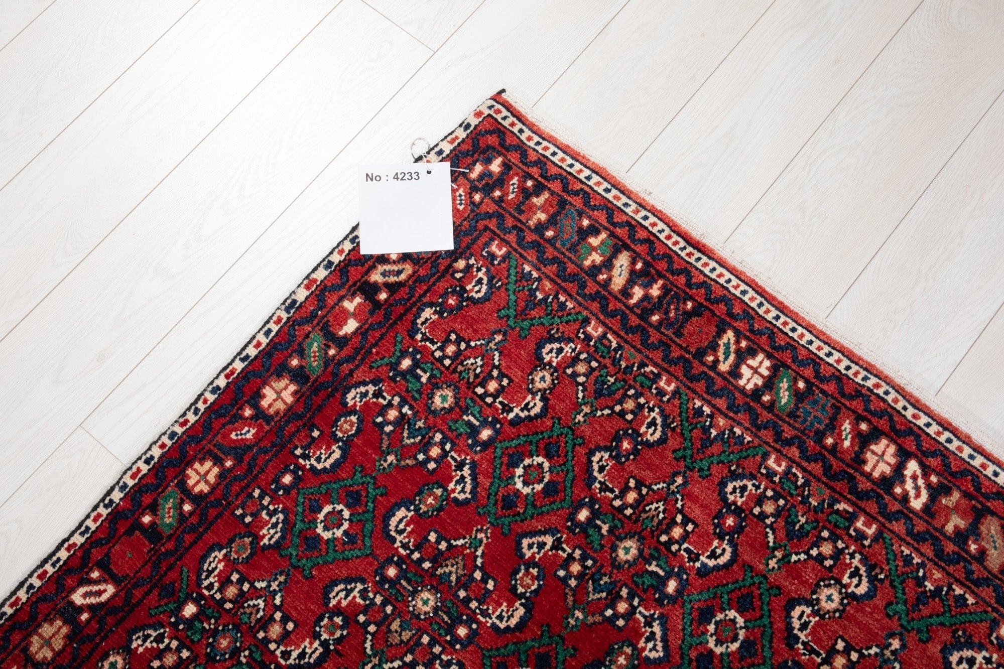 Hand-Knotted Vintage Wool Runner Rug – 12' 10" x 3' 3" (391 × 99 cm) - Yasi & Fara