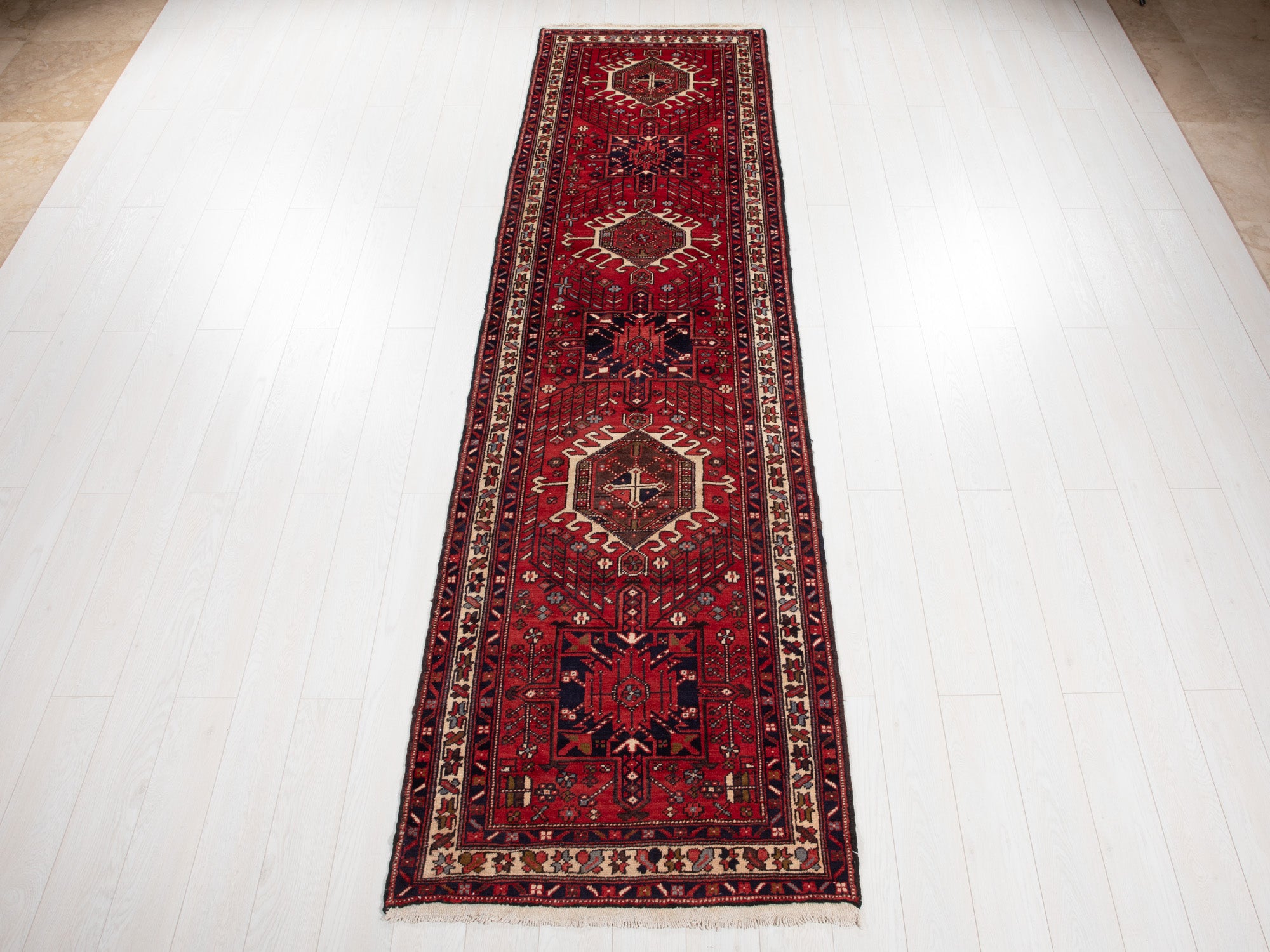 11' 3" x 3' 1" Excellent Hand-Knotted Vintage Tribal Runner Rug - Yasi & Fara