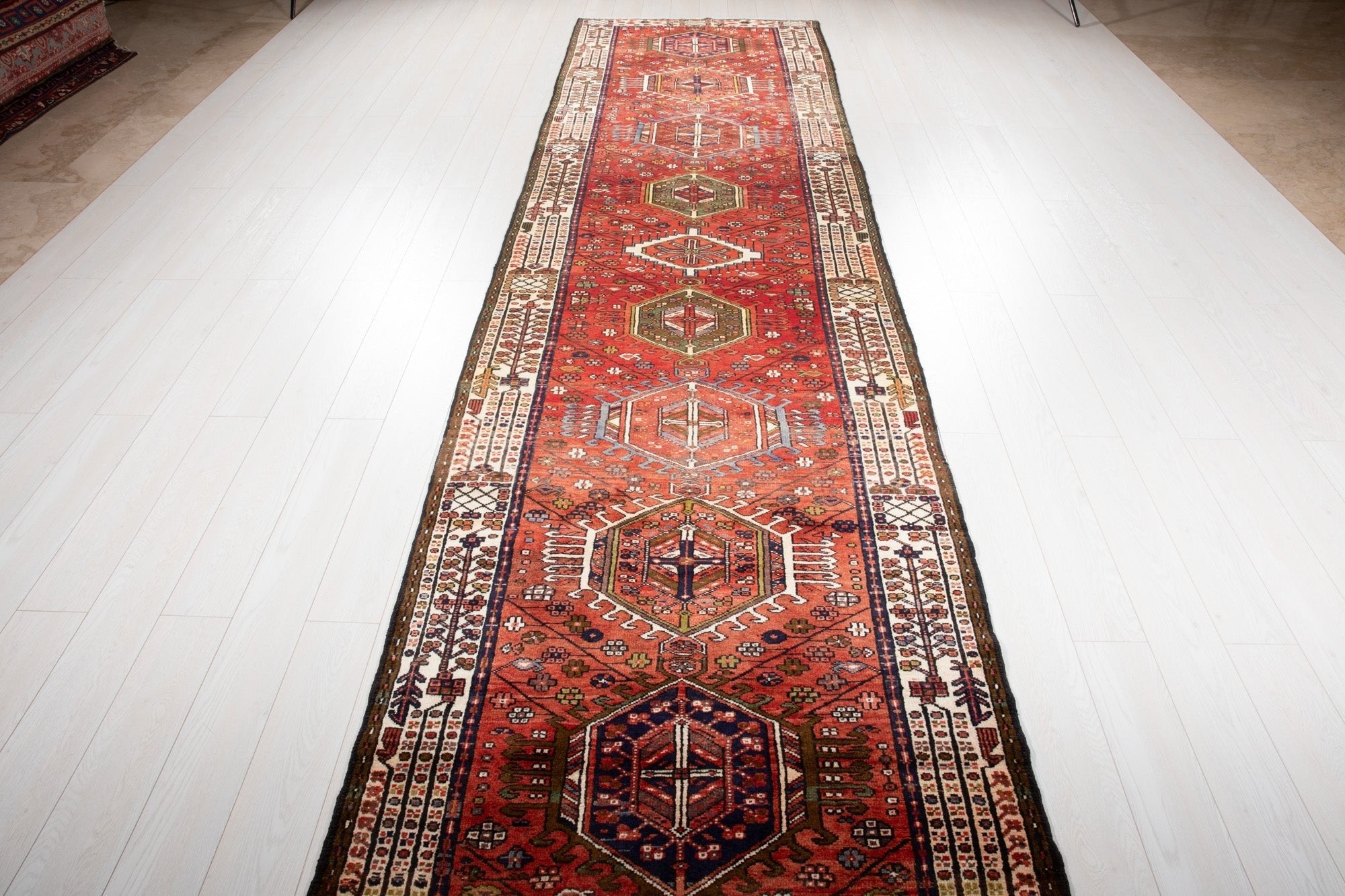 Hand-Knotted Vintage Wool Runner Rug – 14' 5" x 3' 11" (440 × 119 cm) - Yasi & Fara
