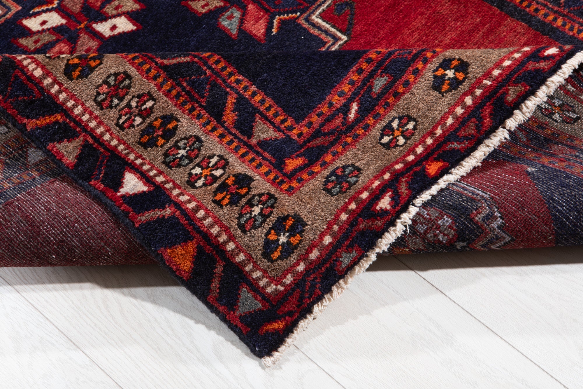 Hand-Knotted Vintage Wool Area Rug – 6' 7" x 3' 9" (200 x 114 cm) - Yasi & Fara