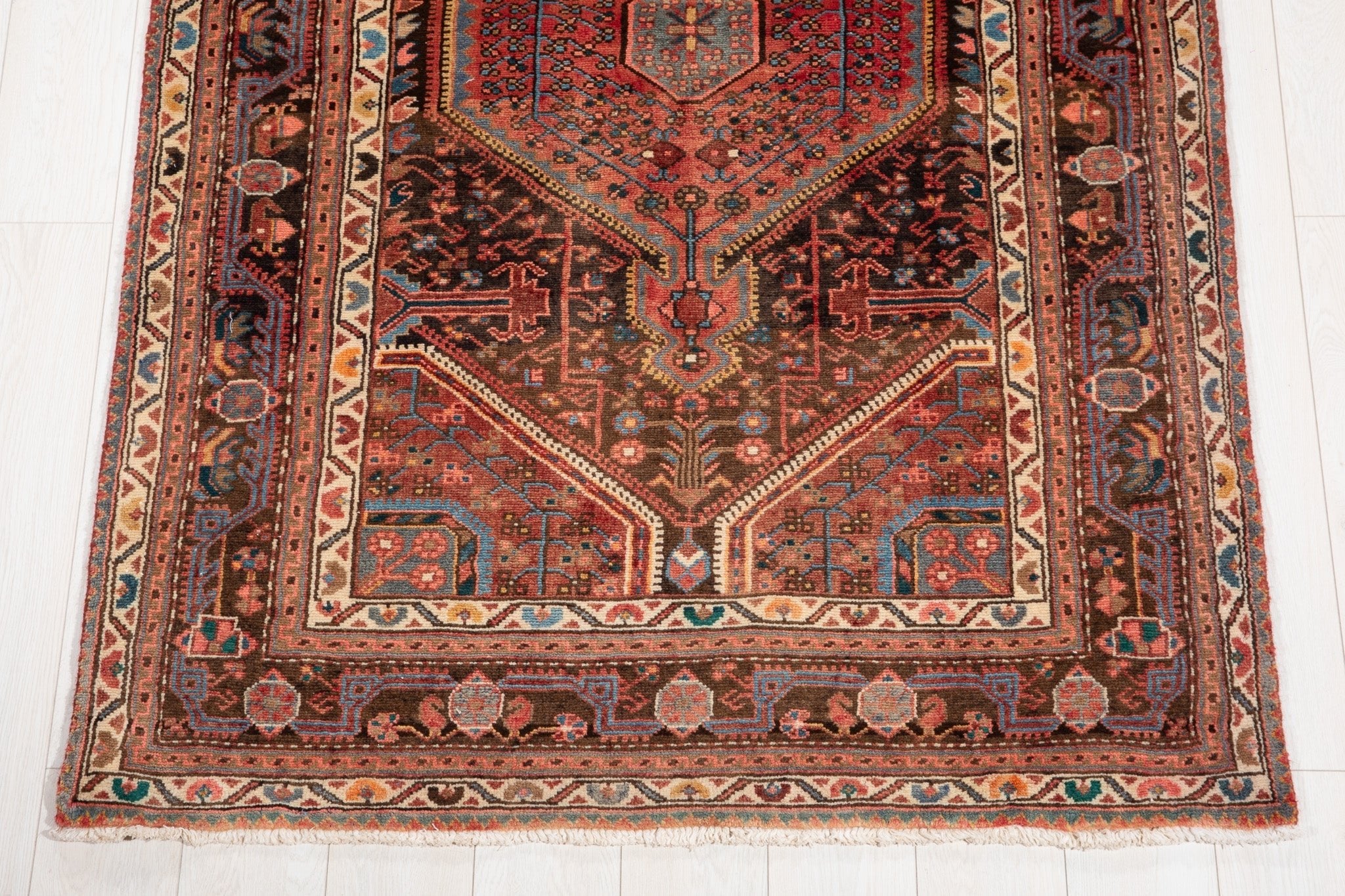 Hand-Knotted Vintage Wool Runner Rug – 12' 6" x 4' (382 x 121 cm) - Yasi & Fara
