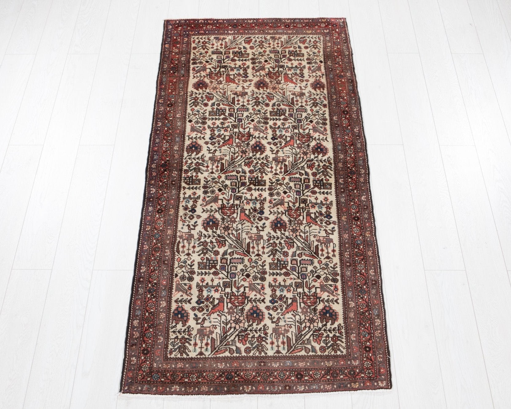 Hand-Knotted Vintage Wool Area Rug – 6' 5" x 2' 10" (195 x 87 cm) - Yasi & Fara