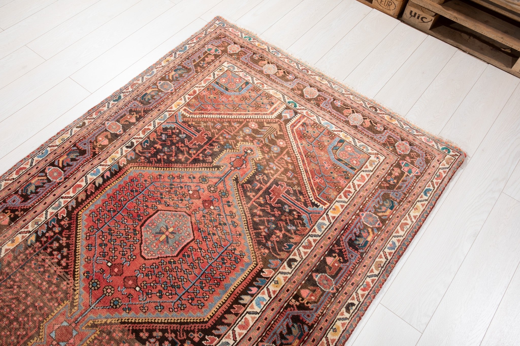 Hand-Knotted Vintage Wool Runner Rug – 12' 6" x 4' (382 x 121 cm) - Yasi & Fara