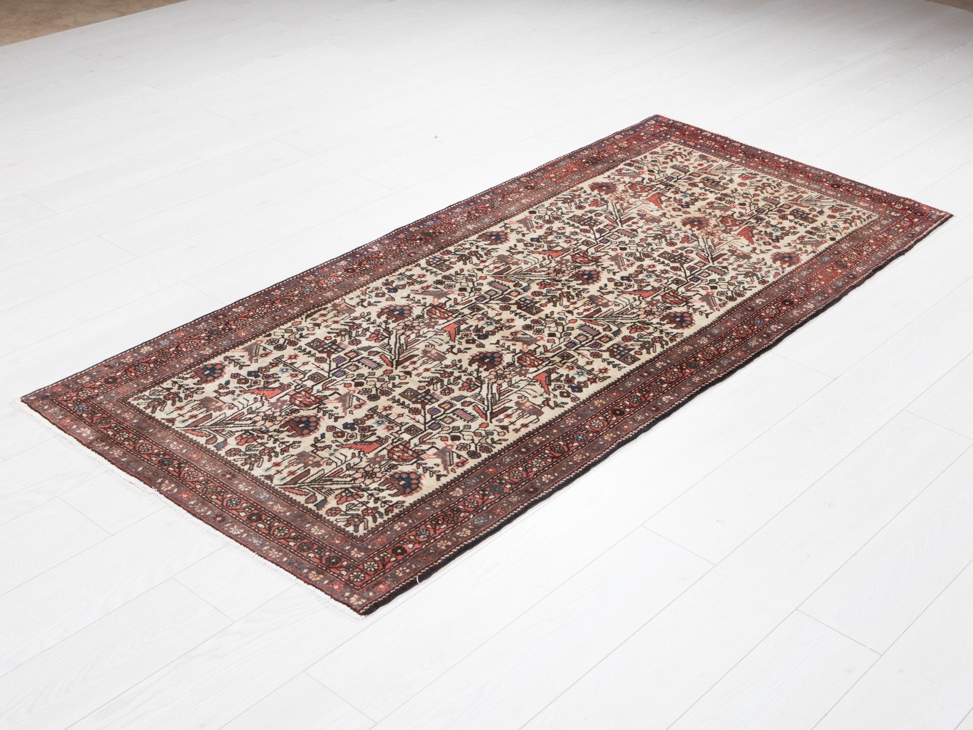 Hand-Knotted Vintage Wool Area Rug – 6' 5" x 2' 10" (195 x 87 cm) - Yasi & Fara