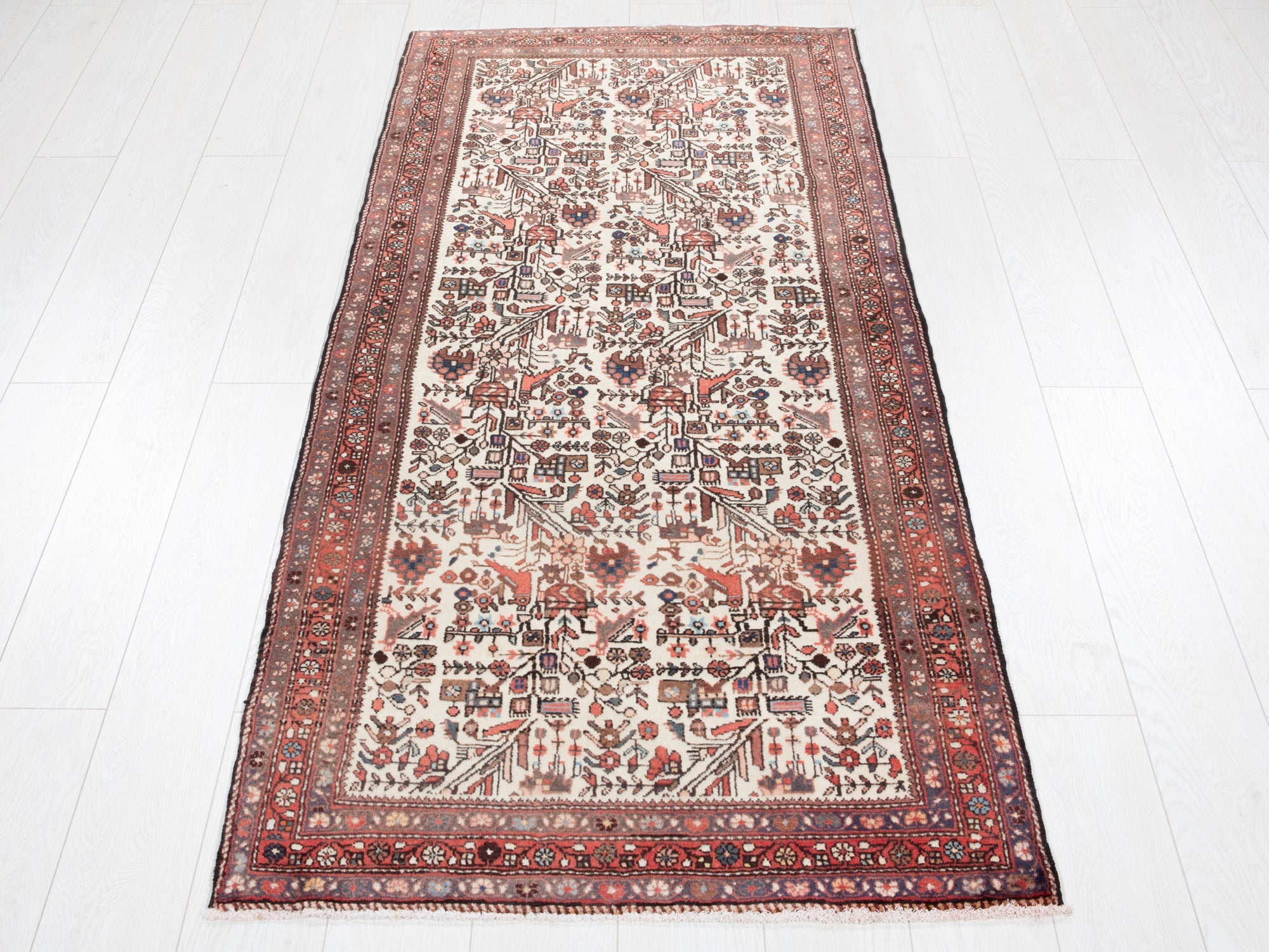 Hand-Knotted Vintage Wool Area Rug – 6' 5" x 2' 10" (195 x 87 cm) - Yasi & Fara