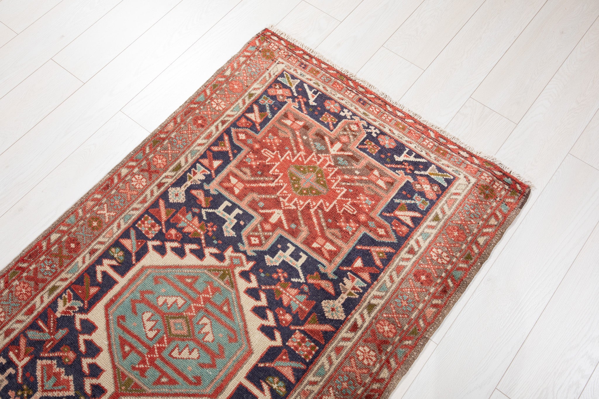 Hand-Knotted Vintage Wool Runner Rug – 10' 9" x 2' 10" (327 x 87 cm) - Yasi & Fara