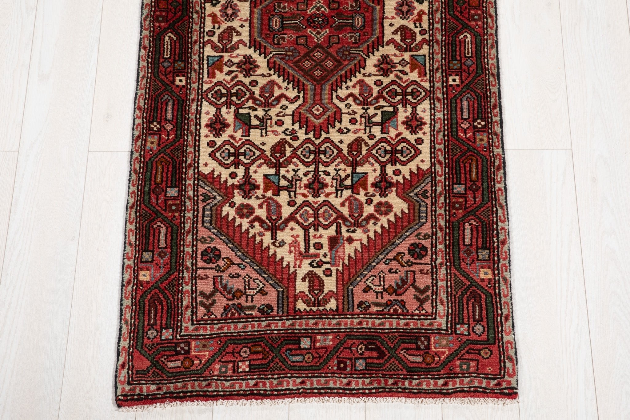 Hand-Knotted Vintage Wool Runner Rug – 10' 11" x 2' 7" (332 x 80 cm) - Yasi & Fara
