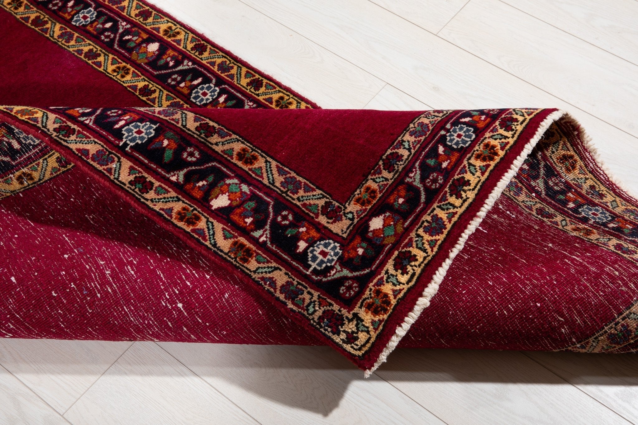 Hand-Knotted Vintage Wool Runner Rug – 13' 10" x 3' 5" (422 x 105 cm) - Yasi & Fara