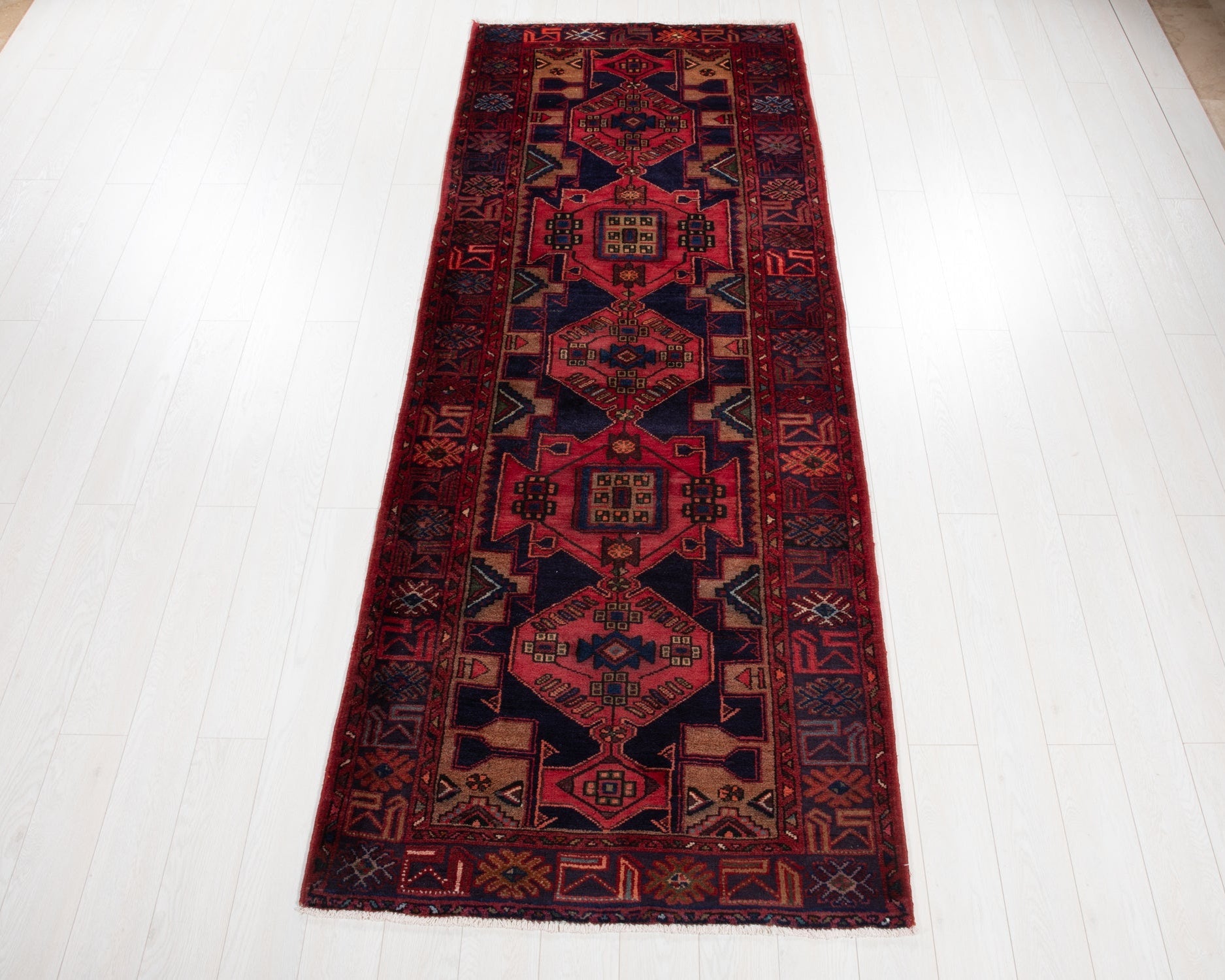 Hand-Knotted Vintage Wool Runner Rug – 10' 1" x 3' 9" (308 × 114 cm) - Yasi & Fara