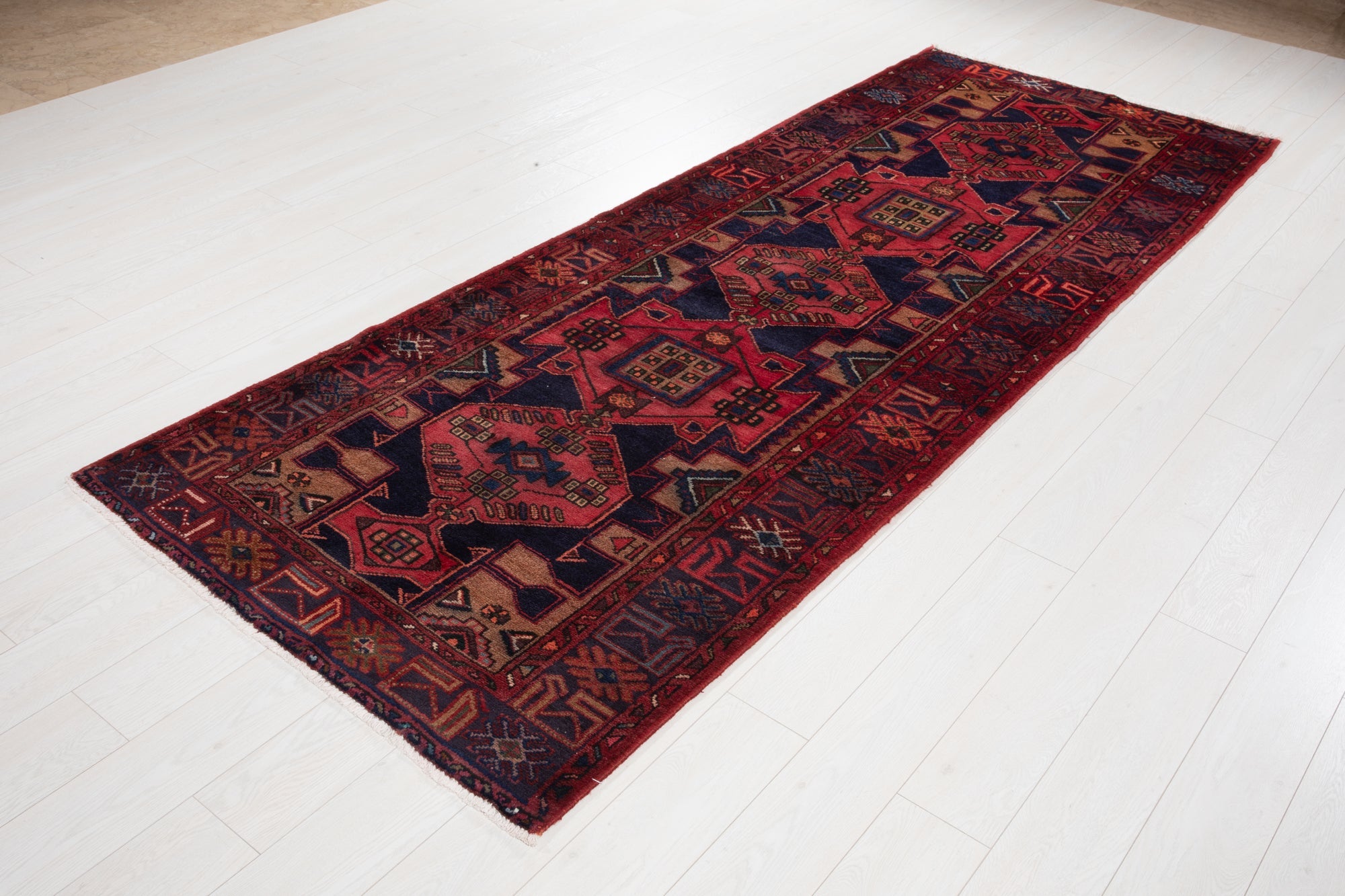 Hand-Knotted Vintage Wool Runner Rug – 10' 1" x 3' 9" (308 × 114 cm) - Yasi & Fara
