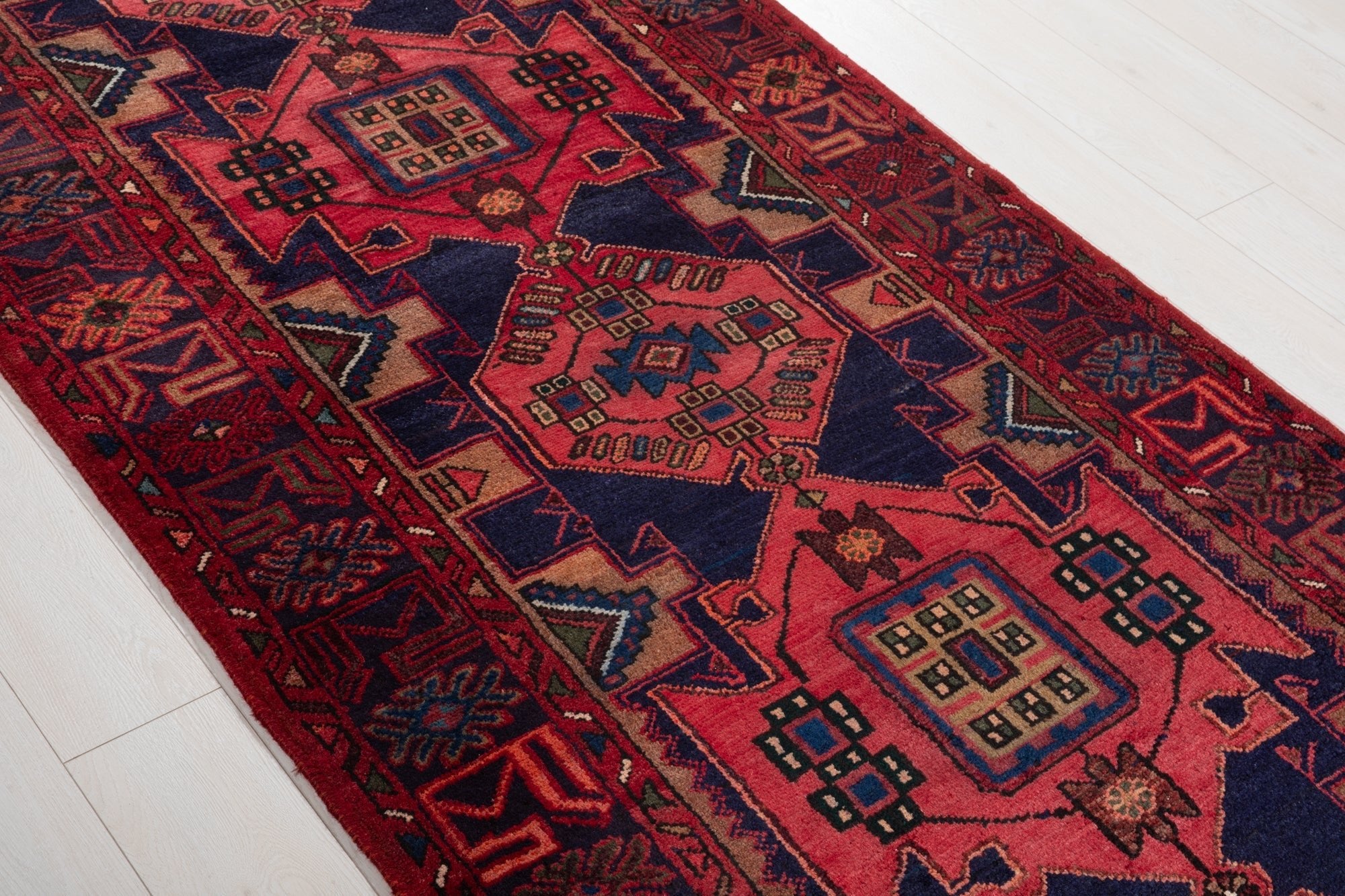Hand-Knotted Vintage Wool Runner Rug – 10' 1" x 3' 9" (308 × 114 cm) - Yasi & Fara