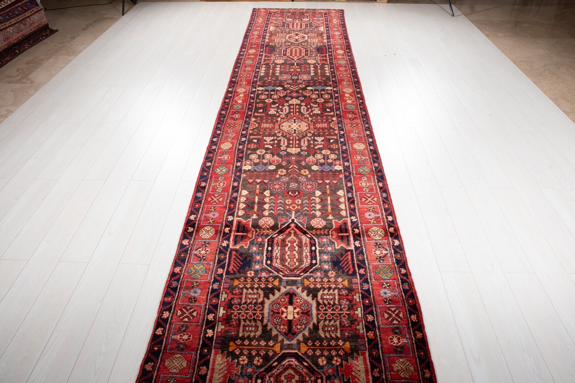 Hand-Knotted Vintage Wool Runner Rug – 16' 4" x 3' 6" (499 x 107 cm) - Yasi & Fara