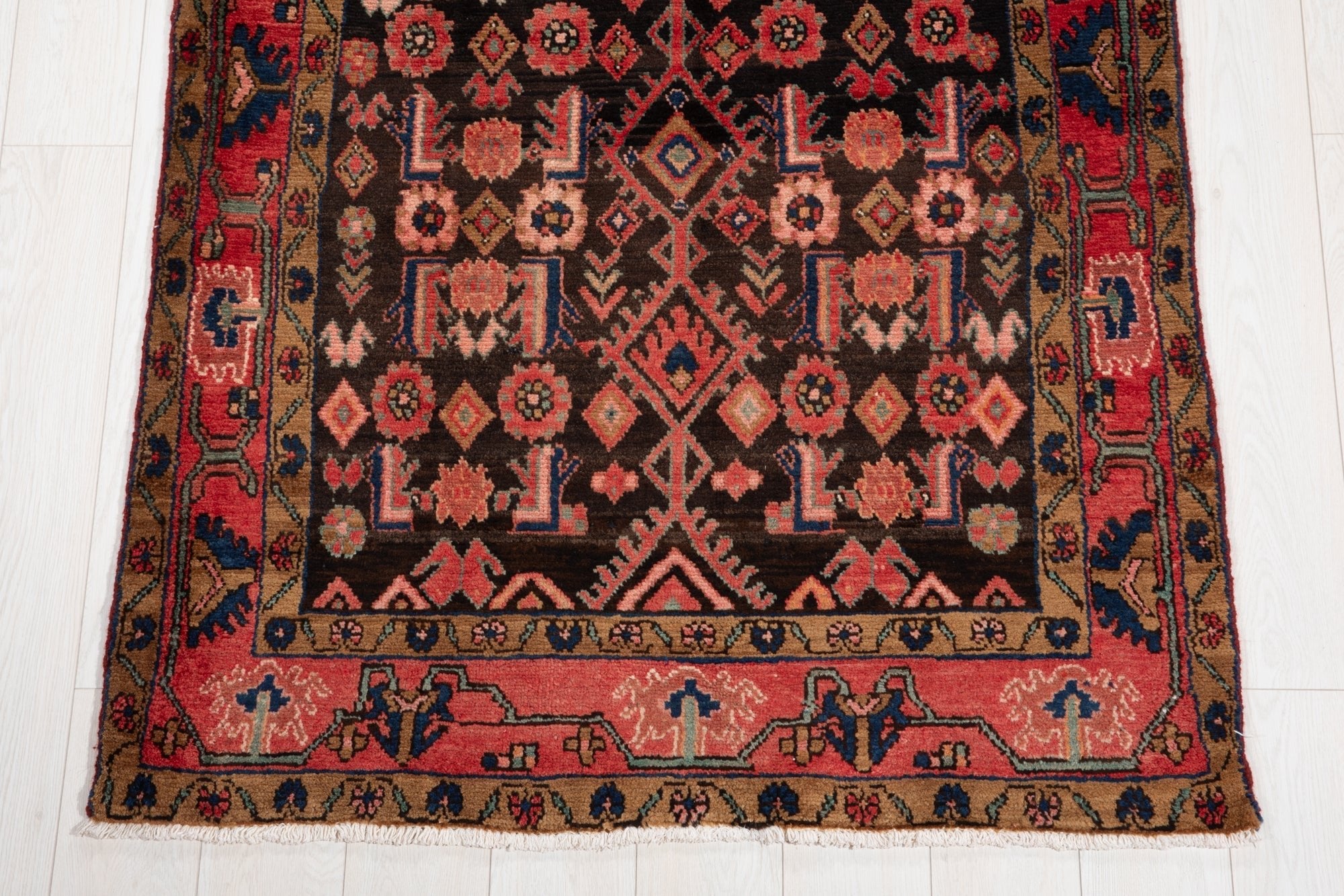 Hand-Knotted Vintage Wool Runner Rug – 16' 4" x 3' 8" (497 x 113 cm) - Yasi & Fara