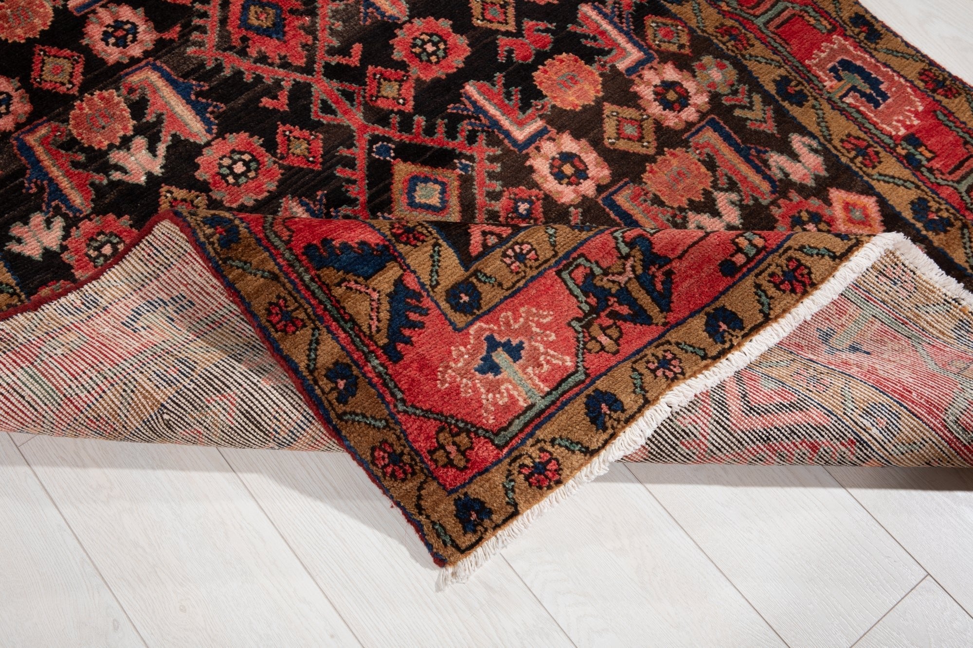 Hand-Knotted Vintage Wool Runner Rug – 16' 4" x 3' 8" (497 x 113 cm) - Yasi & Fara