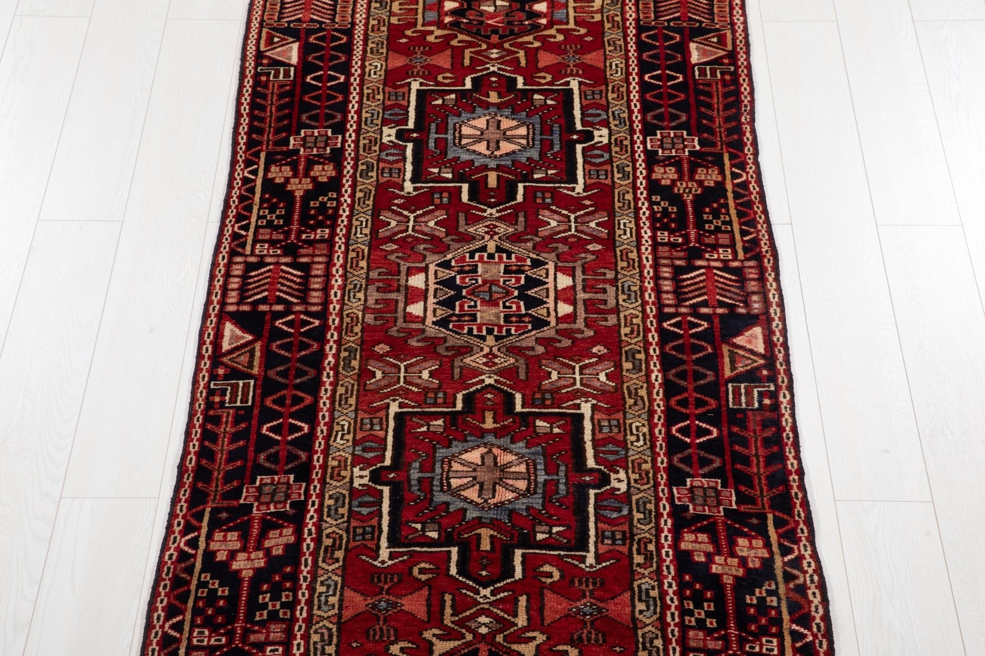 Hand-Knotted Vintage Wool Runner Rug – 10' 8" x 3' 2" (326 × 96 cm) - Yasi & Fara
