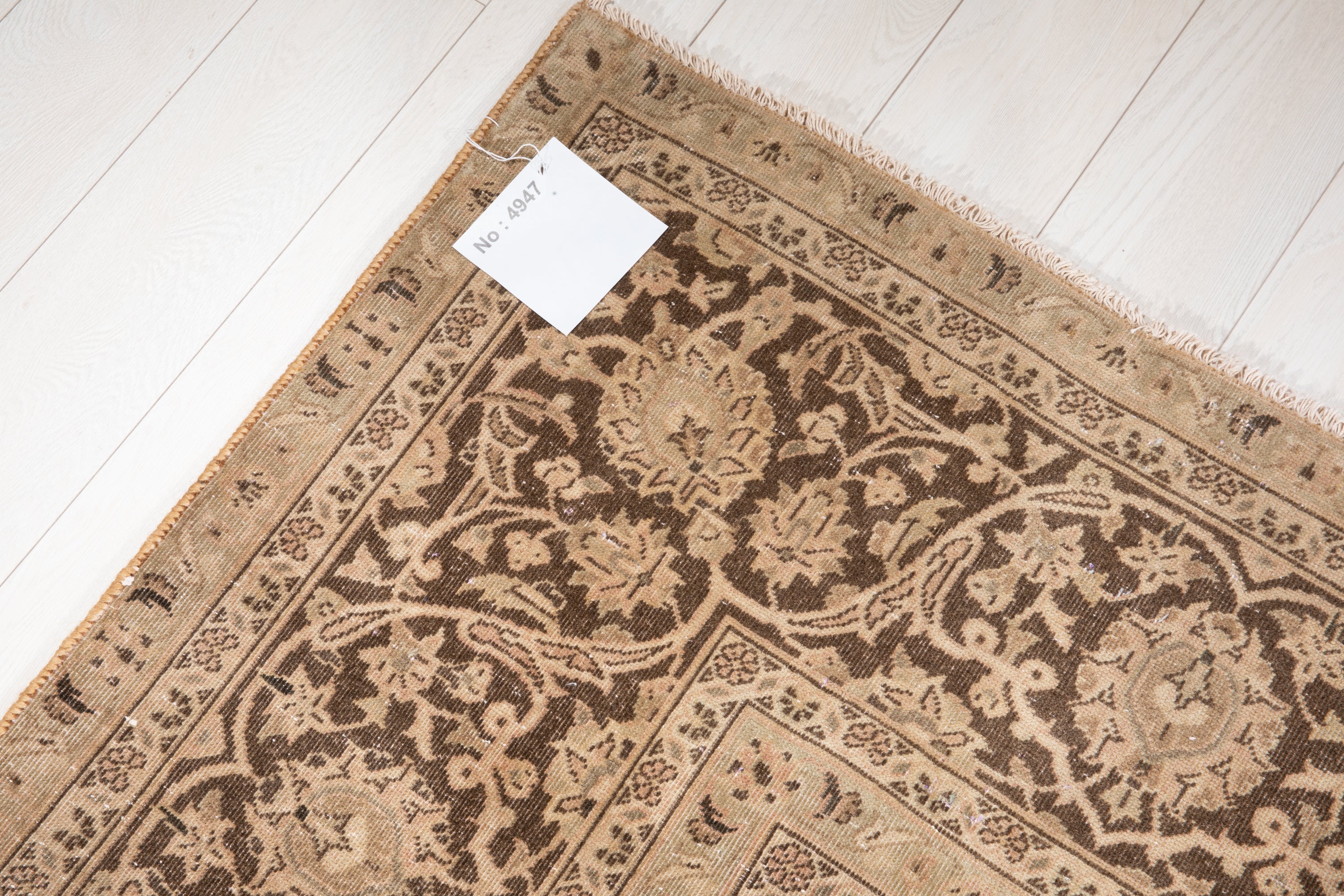 Hand-Knotted Vintage Large Wool Area Rug Faded – 12' 5" x 9' 1" (378 x 277 cm) - Yasi & Fara