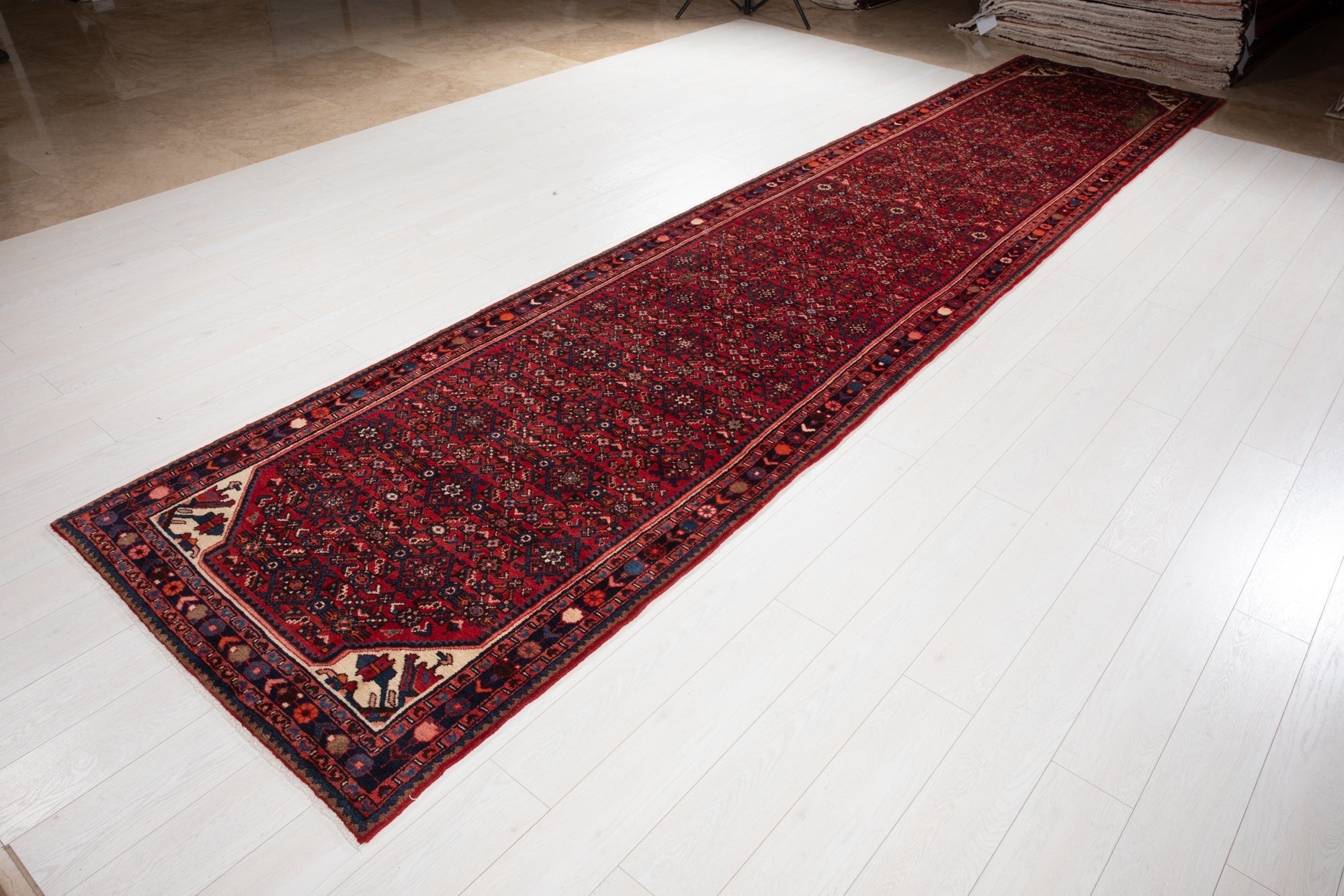 Hand-Knotted Vintage Wool Runner Rug – 16' 6" x 3' 7" (504 x 109 cm) - Yasi & Fara