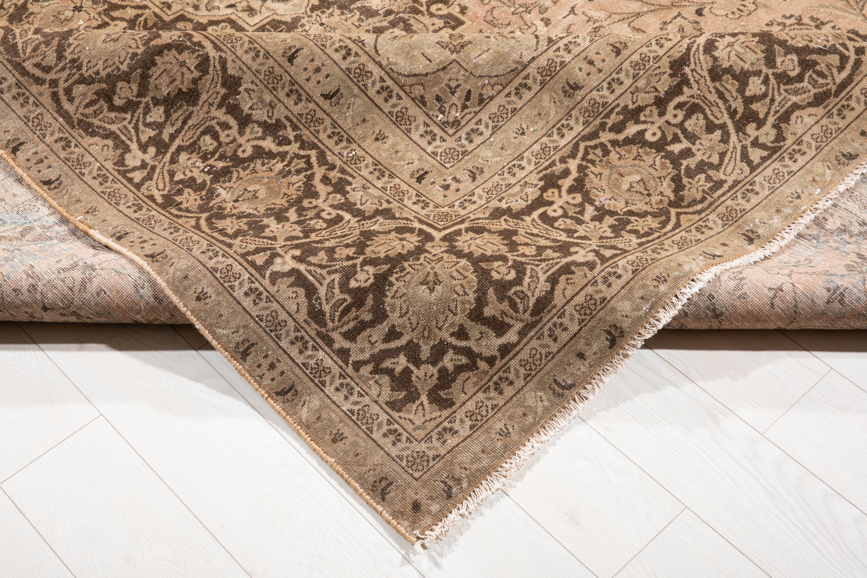 Hand-Knotted Vintage Large Wool Area Rug Faded – 12' 5" x 9' 1" (378 x 277 cm) - Yasi & Fara
