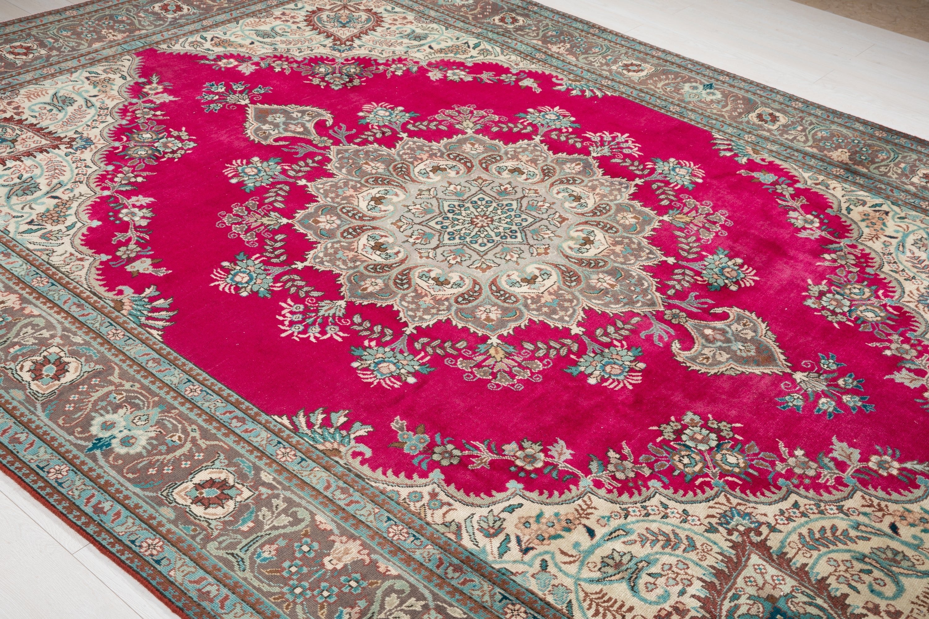 Hand-Knotted Vintage Large Wool Area Rug – 11' 3" x 8' (342 x 245 cm) - Yasi & Fara