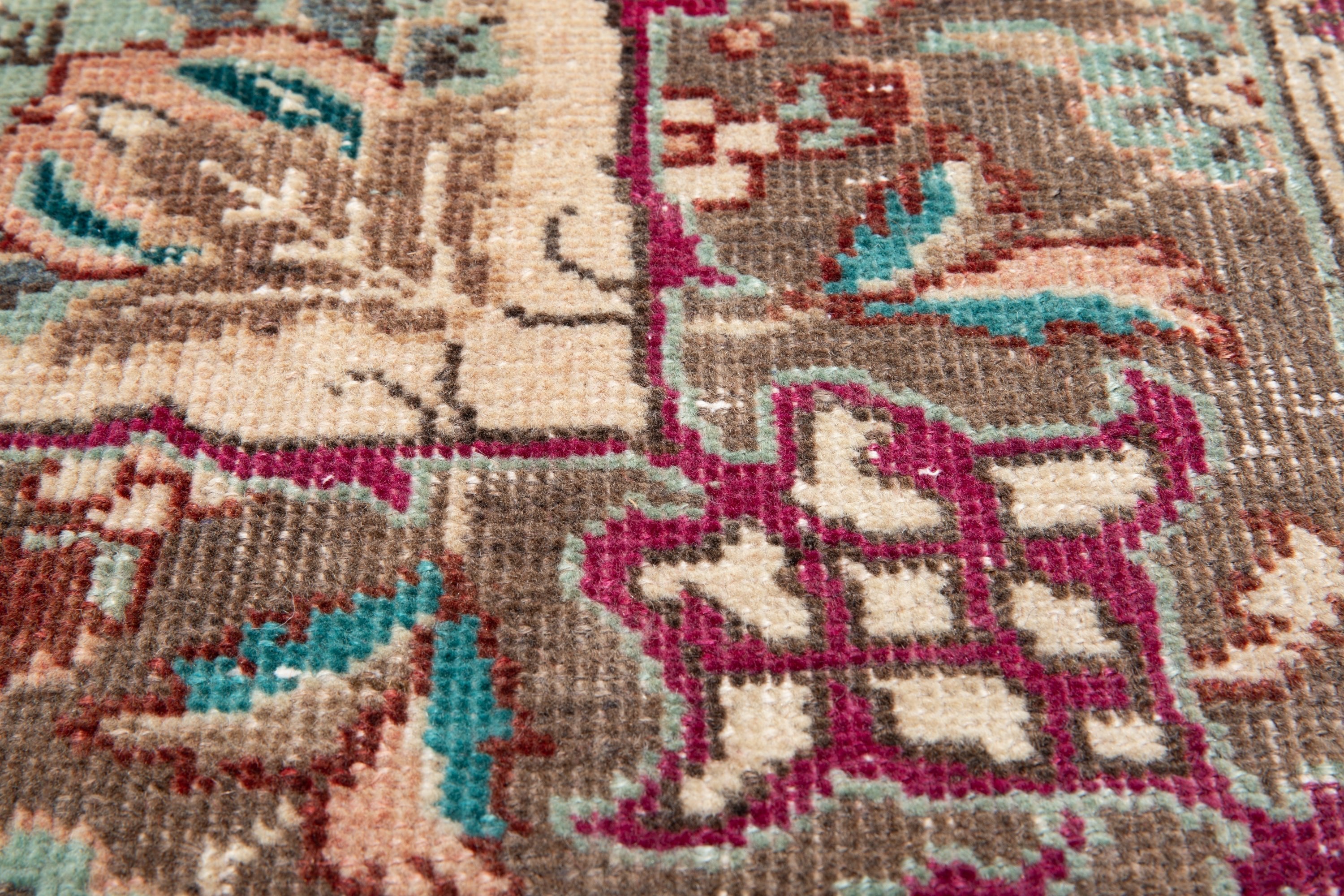 Hand-Knotted Vintage Large Wool Area Rug Faded – 12' 4" x 9' 6" (376 x 290 cm) - Yasi & Fara