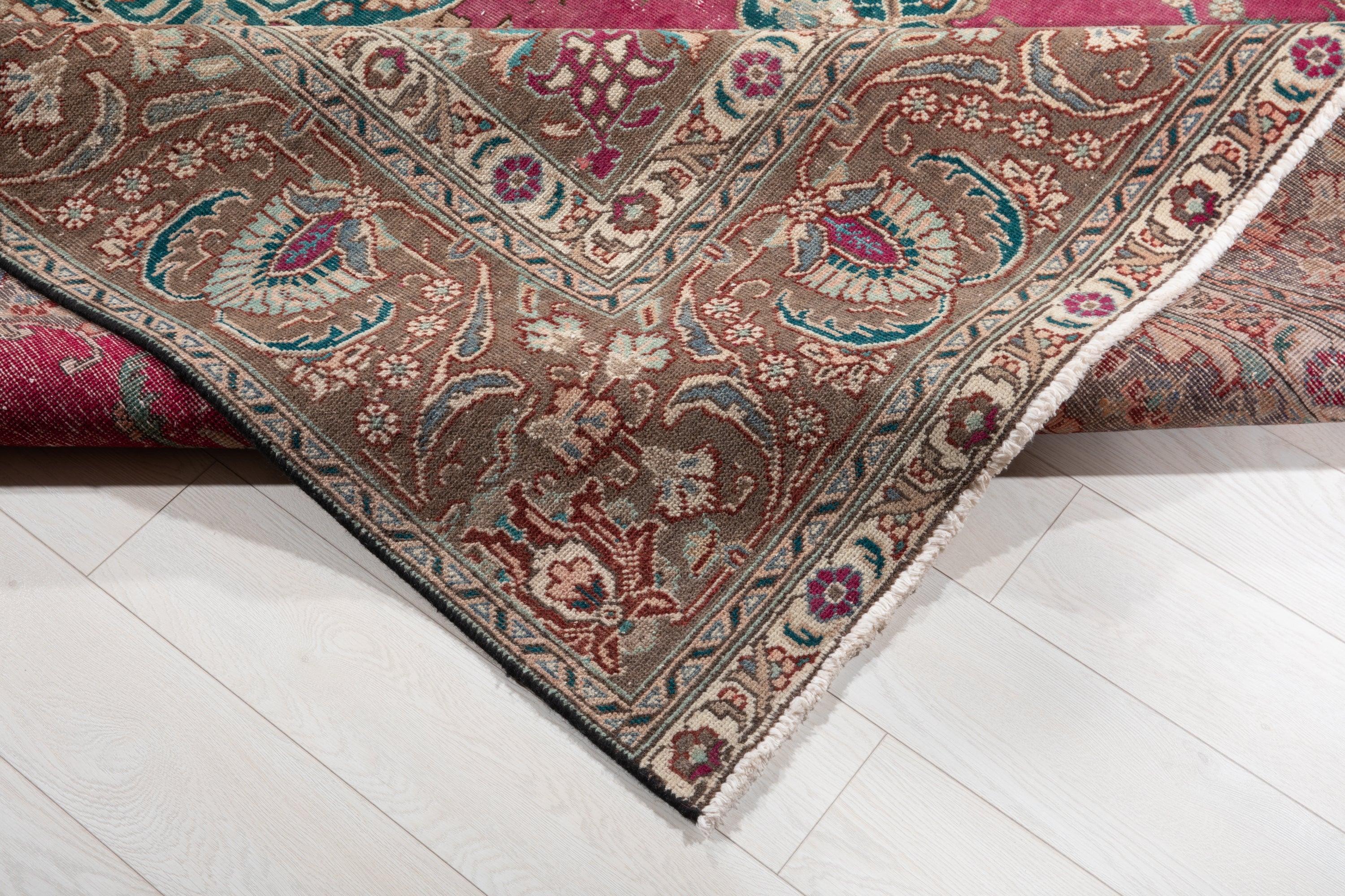Hand-Knotted Vintage Large Wool Area Rug Faded – 12' 4" x 9' 6" (376 x 290 cm) - Yasi & Fara