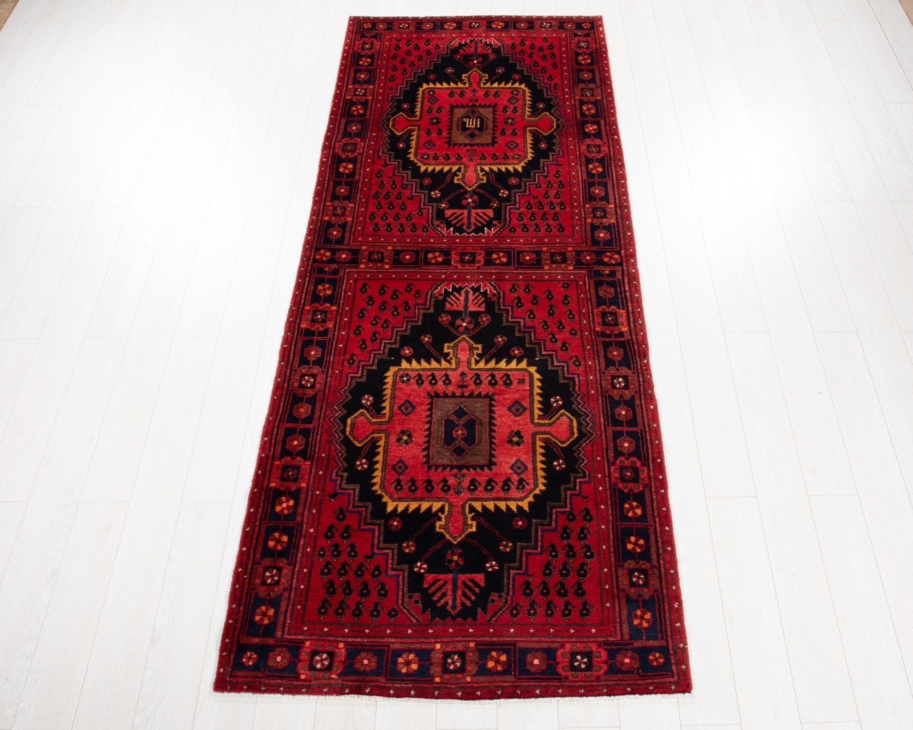Hand-Knotted Vintage Wool Runner Rug – 9' 9" x 3' 9" (298 x 114 cm) - Yasi & Fara