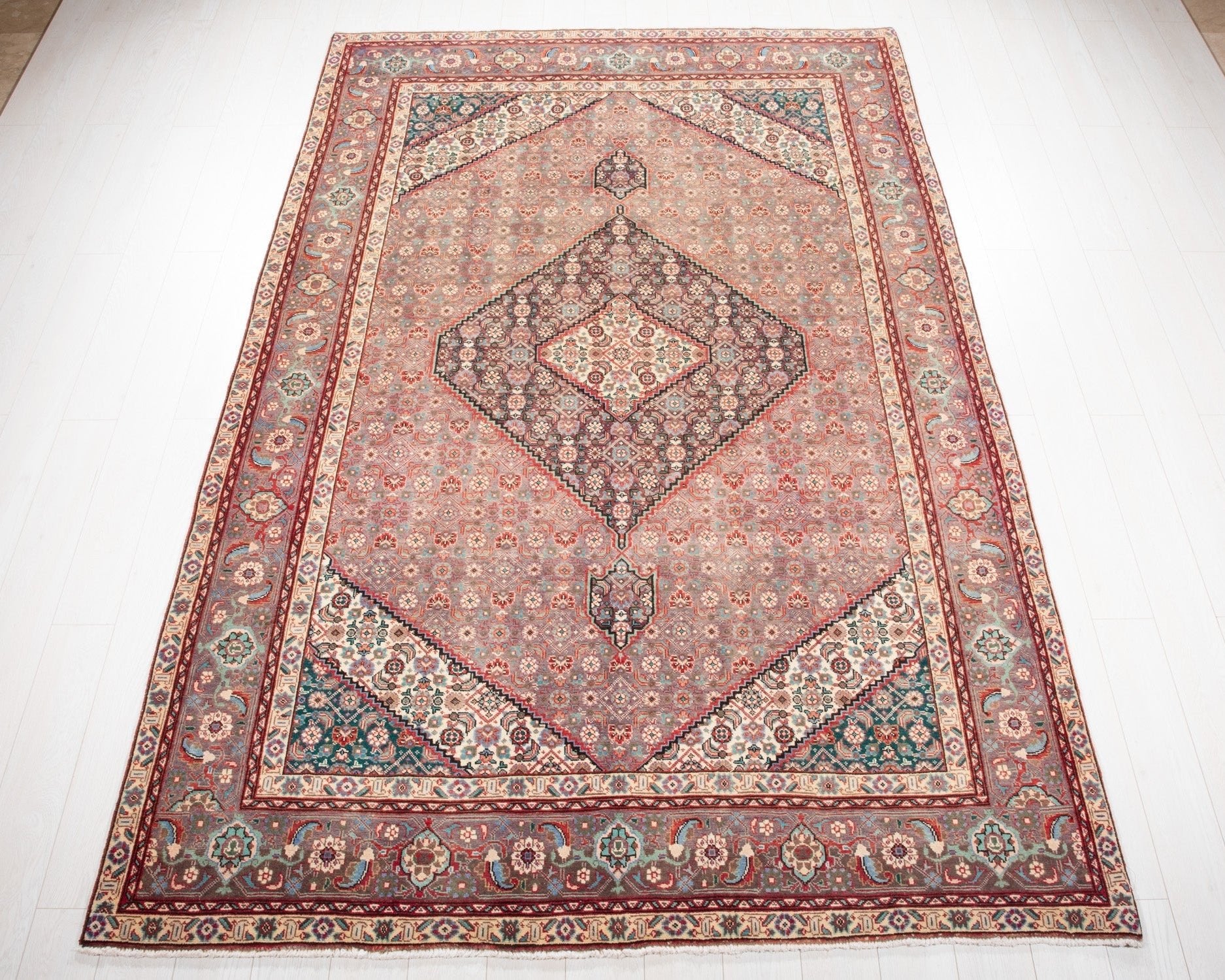 Hand-Knotted Vintage Large Wool Area Rug – 9' 11" x 6' 6" (302 x 199 cm) - Yasi & Fara