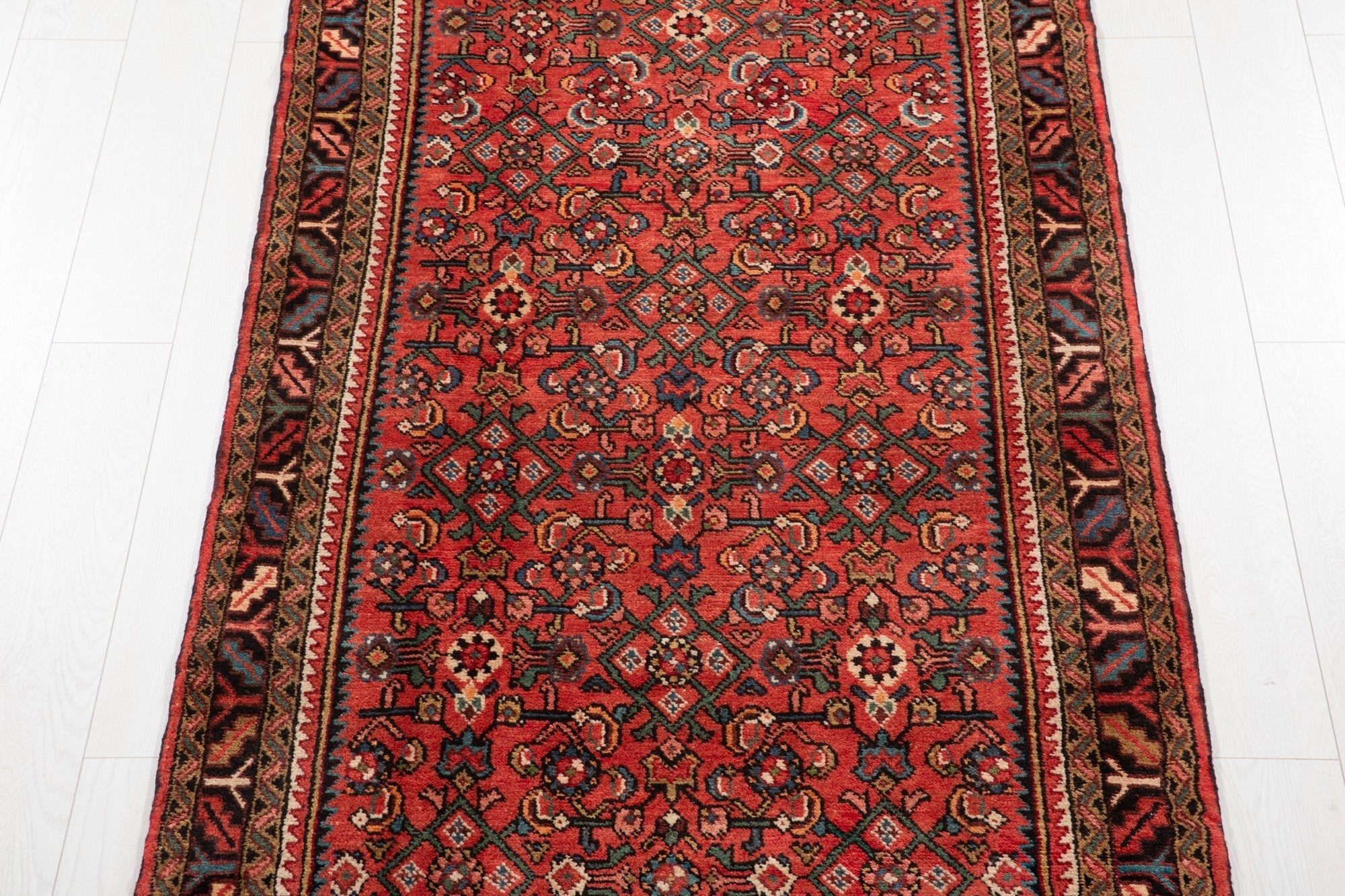 Hand-Knotted Vintage Wool Runner Rug – 10' 3" x 3' 7" (312 x 110 cm) - Yasi & Fara