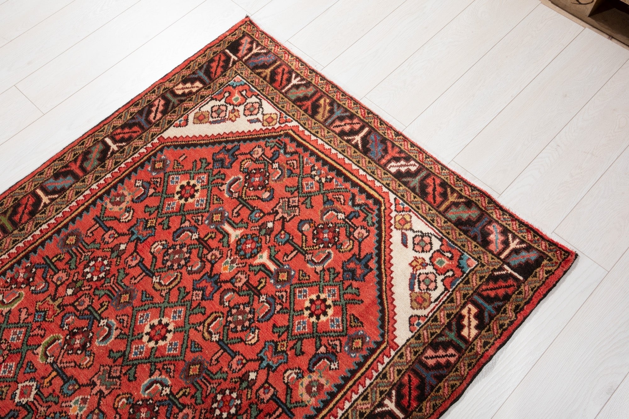 Hand-Knotted Vintage Wool Runner Rug – 10' 3" x 3' 7" (312 x 110 cm) - Yasi & Fara