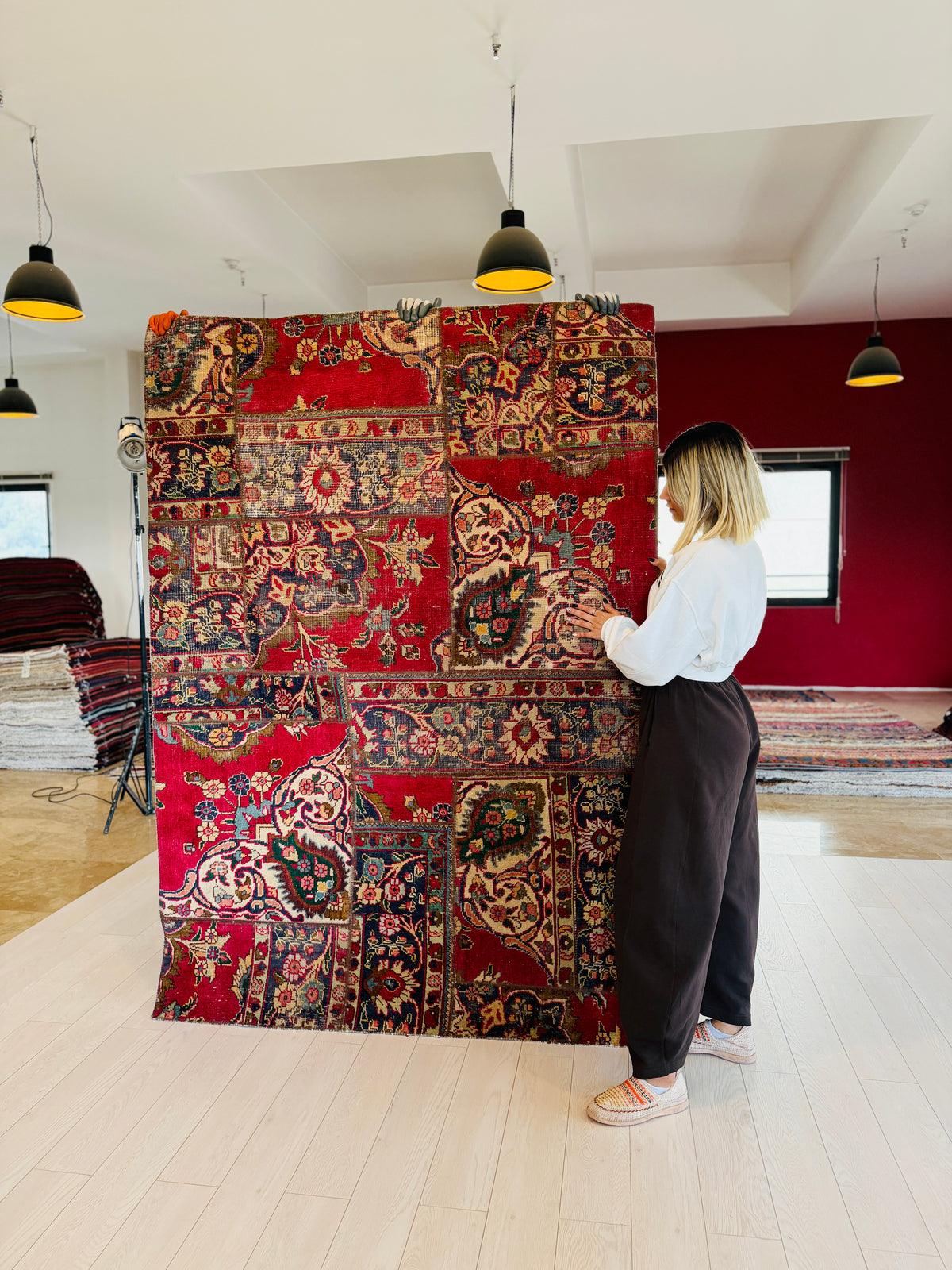 Vintage Multicolour Hand-Knotted Patchwork Rug – 6' 9" x 4' 10" (206 x 148 cm)
