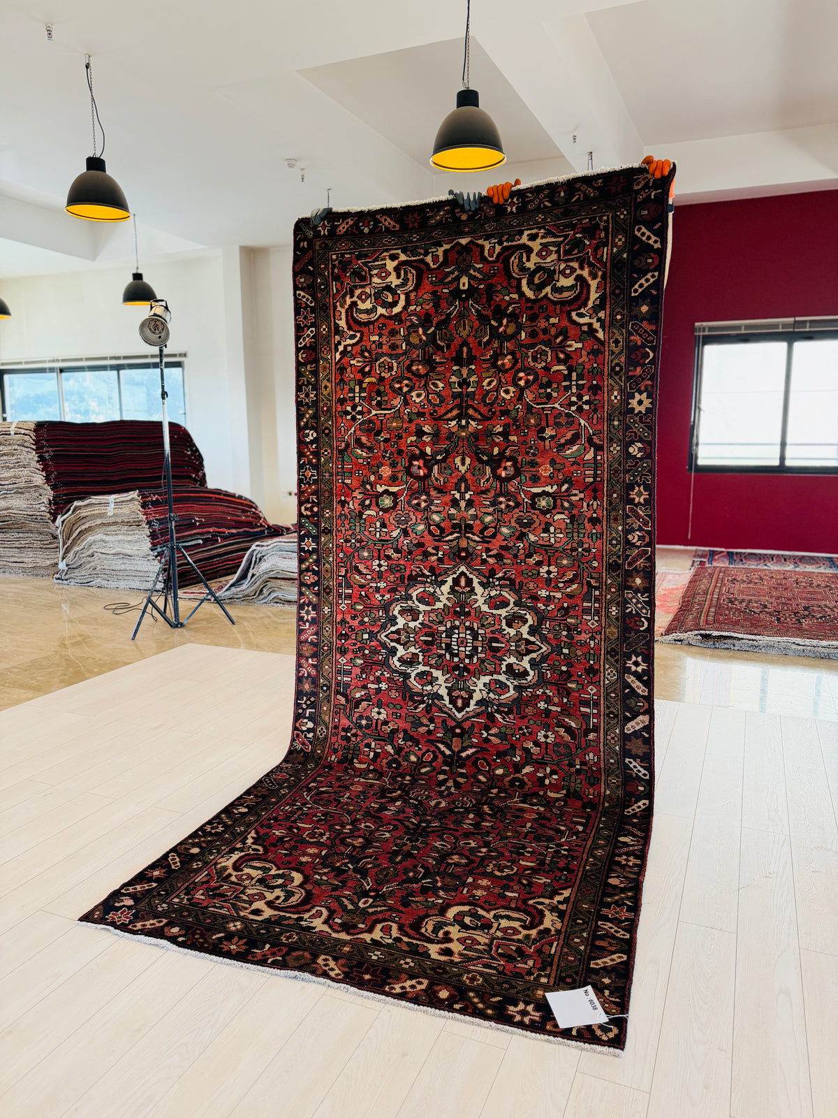 Vintage Red Hand-Knotted Wool Rug – 10' 5" x 4' 7" (318 x 139 cm)