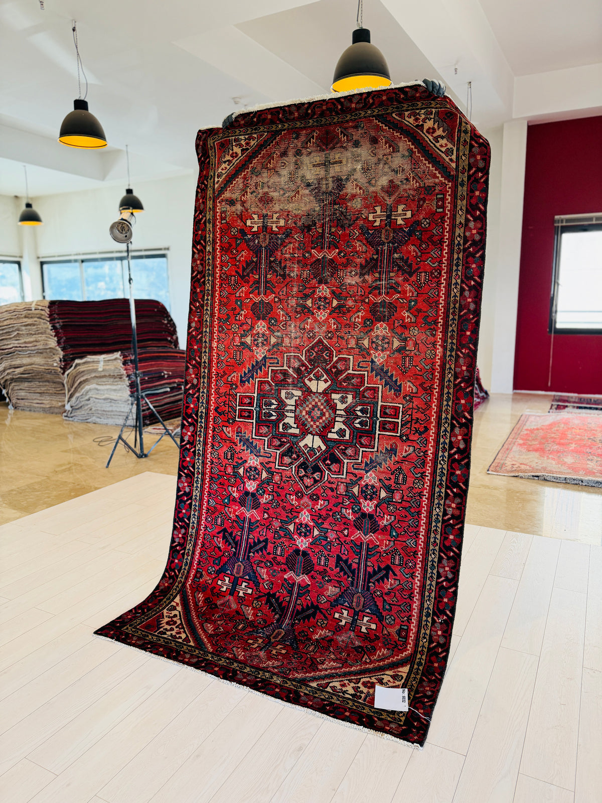 Antique Red Hand-Knotted Wool Rug – 8' 5" x 4' 4" (256 x 132 cm)