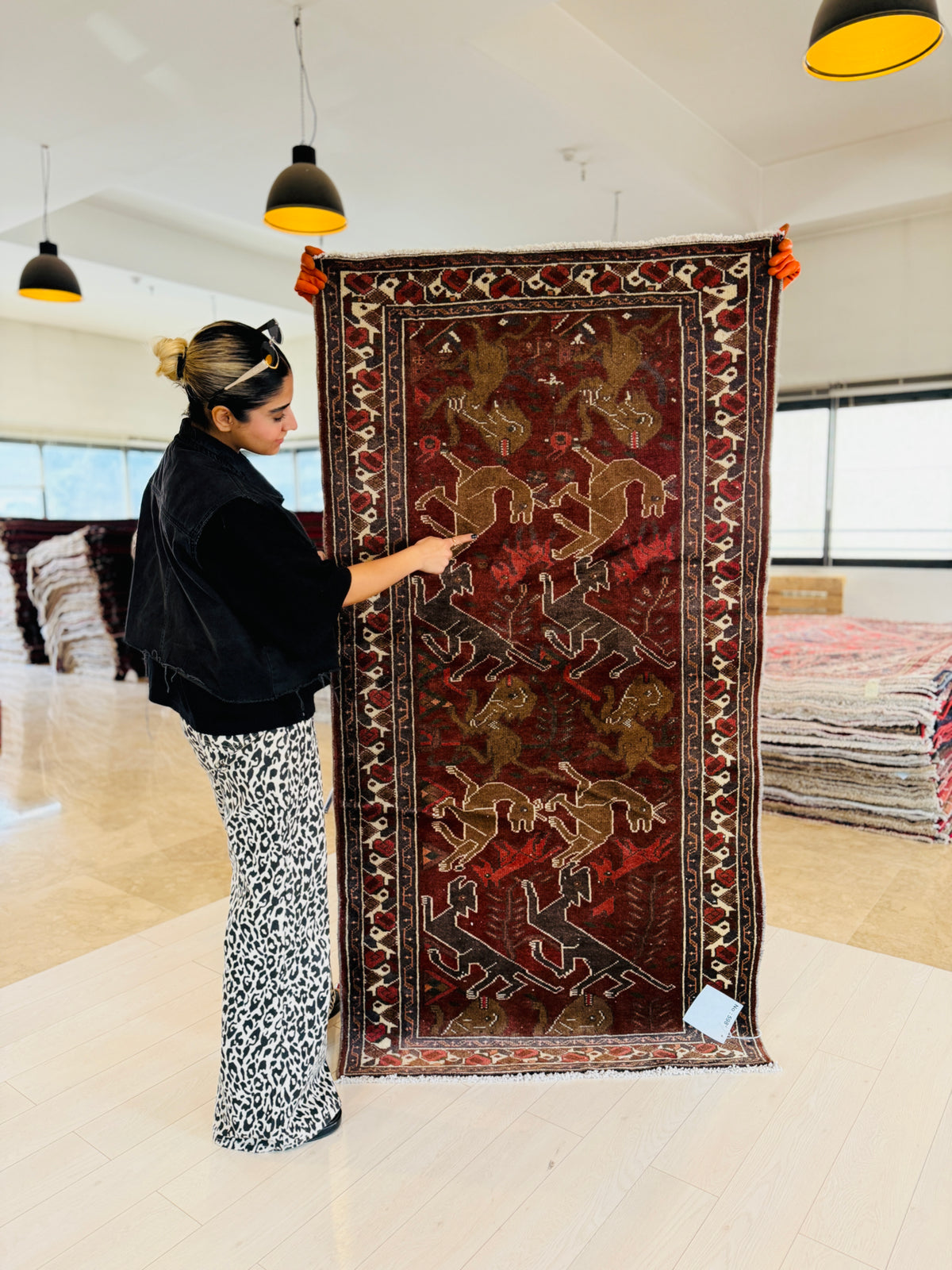 Vintage Rust Red & Brown Hand-Knotted Wool Rug – 6' 5" x 3' 5" (196 x 103 cm)