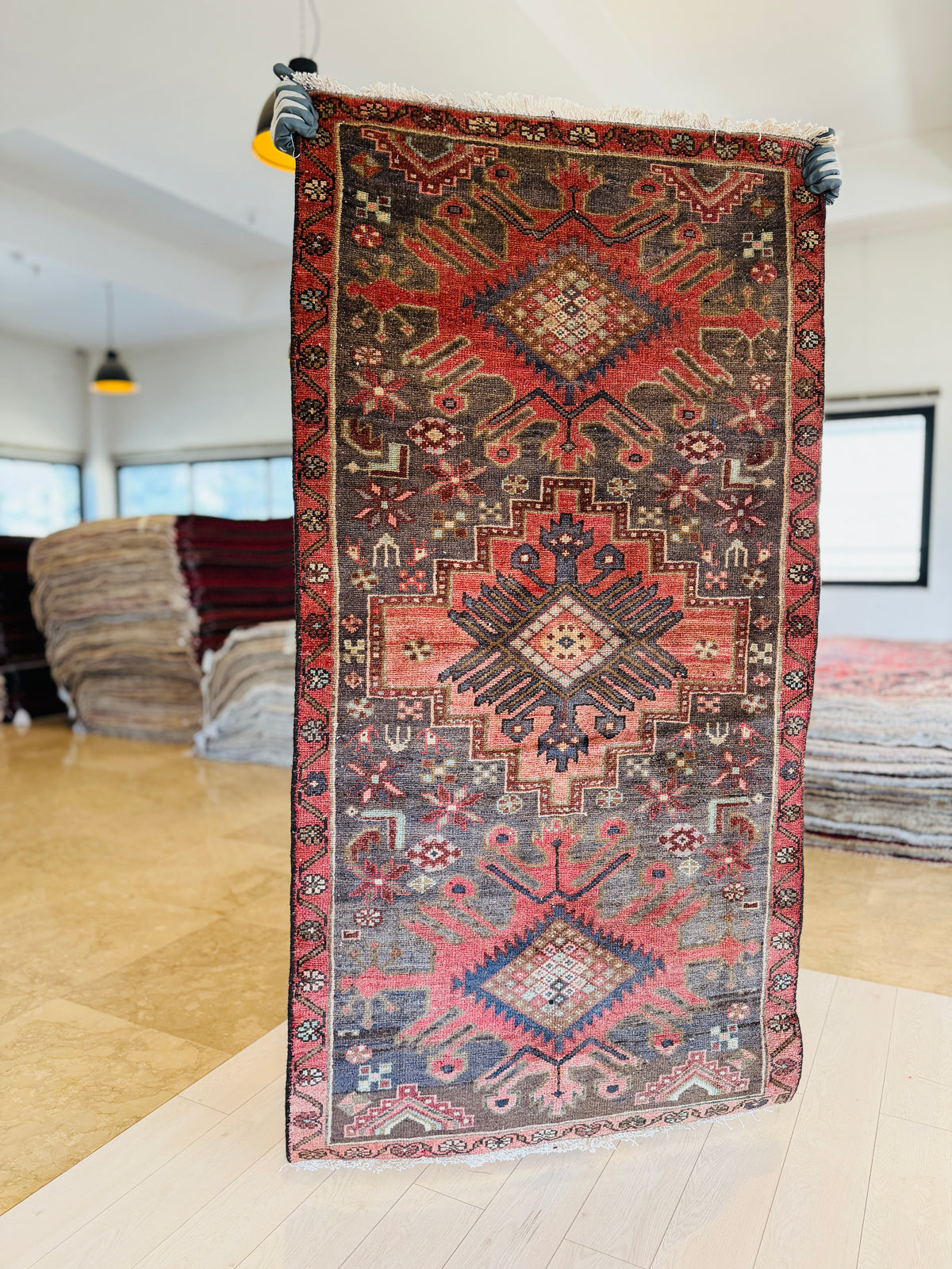 Antique Red Hand-Knotted Wool Rug – 5' 10" x 3' 1" (177 x 94 cm)
