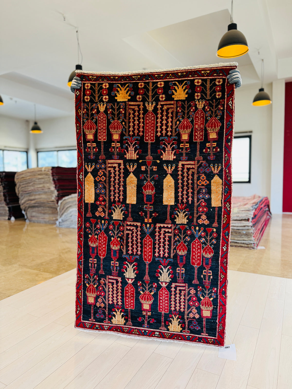 Antique Deep Navy Blue Hand-Knotted Wool Rug – 5' 9" x 3' 5" (176 x 103 cm)