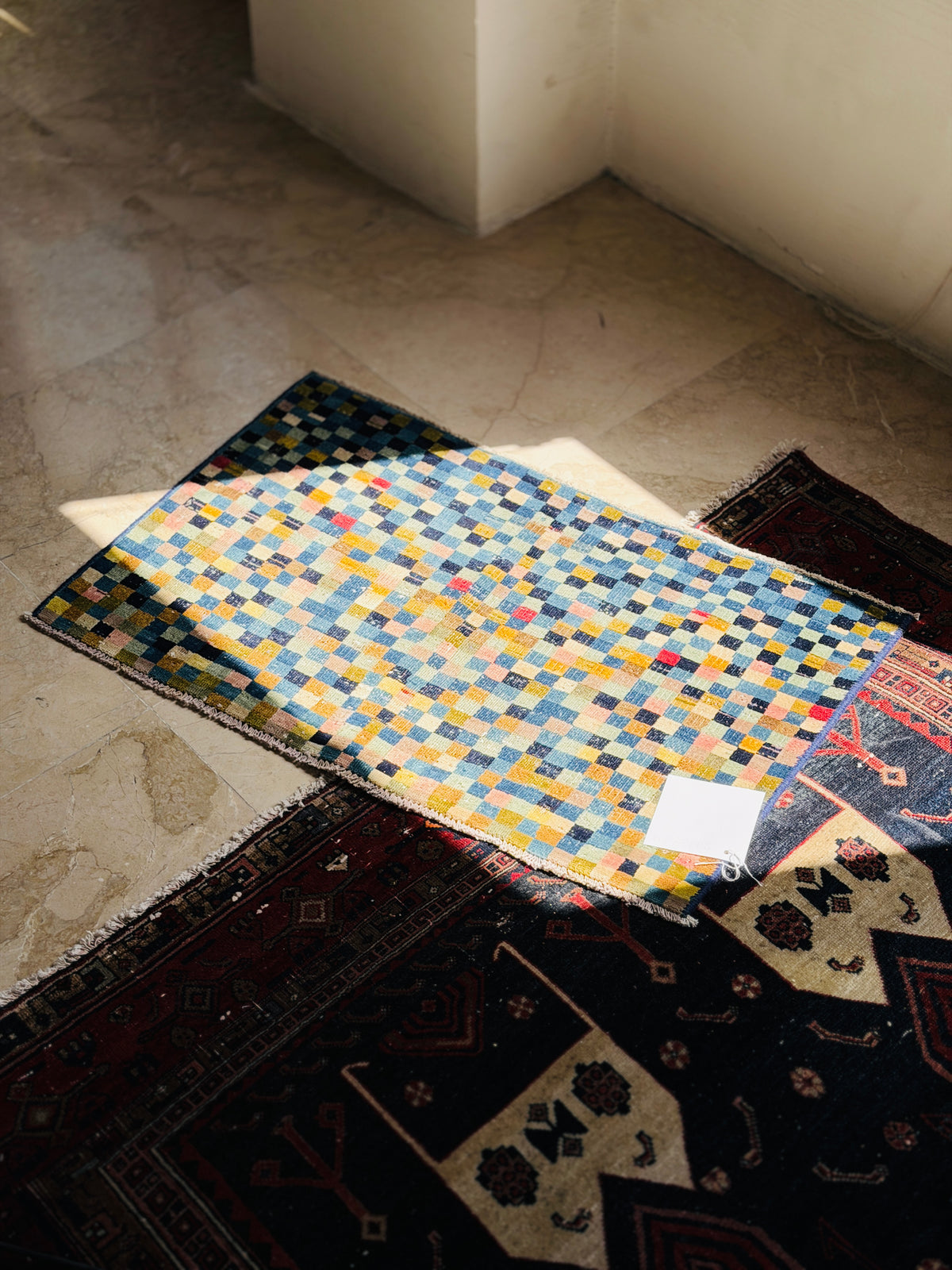 Small Antique Multicolor Rug – 3' 1" x 1' 10" (93 x 57 cm)