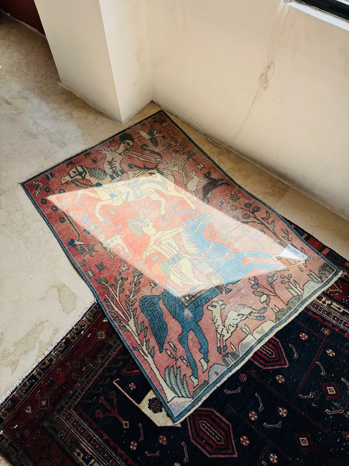 Small Antique Faded Salmon Pink Rug – 4' 9" x 3' 3" (144 x 98 cm)