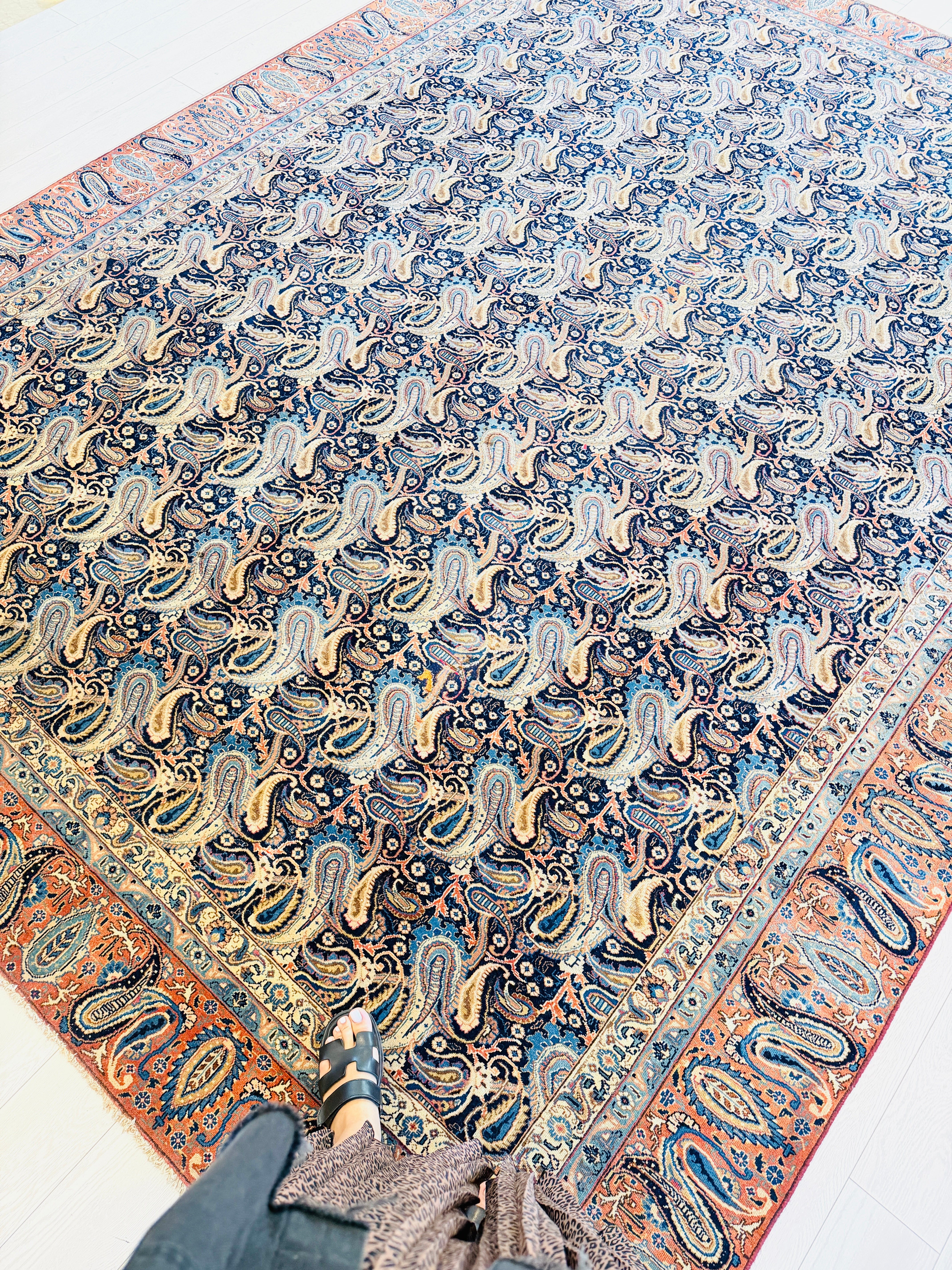 Collectible Vintage Navy blue and rust red Allover paisley Rug – 11' 8" x 8' 10" (355 x 268 cm)