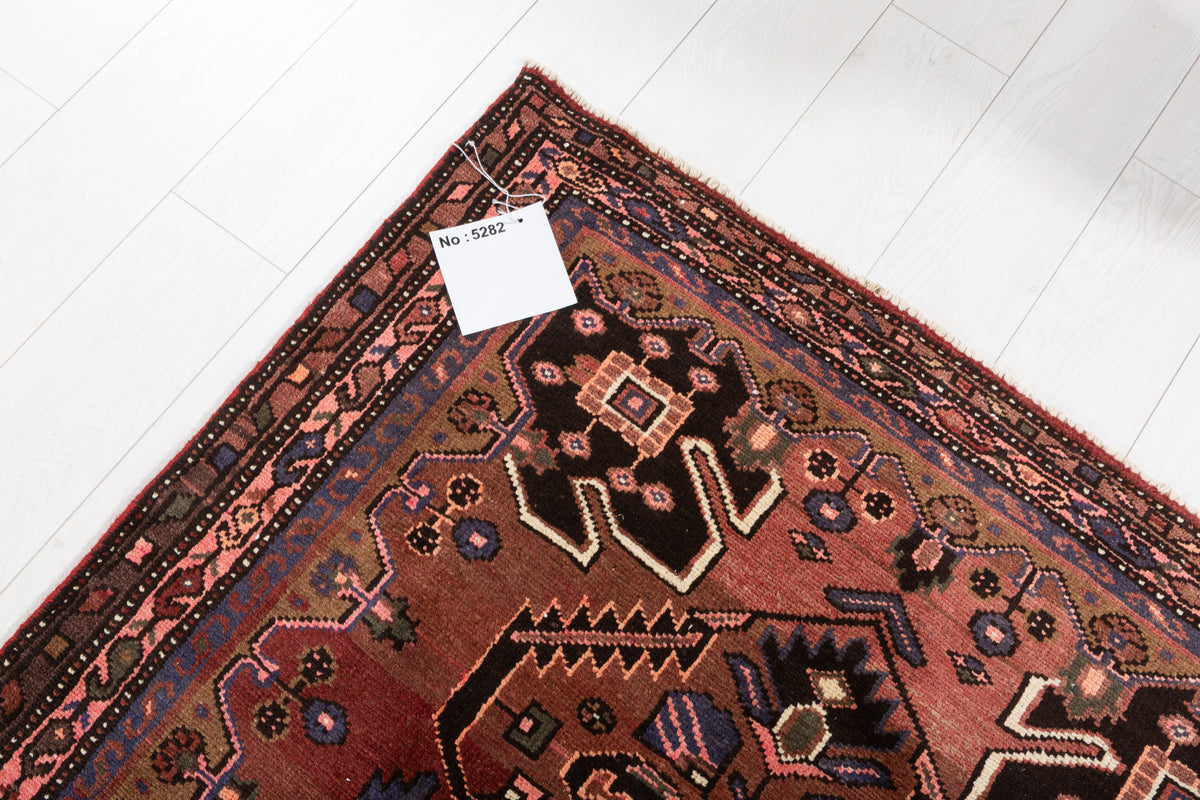 Vintage Geometric Medallion Runner Rug, Rust Red & Pink – 10' 9" x 3' 9" (327 x 114 cm)