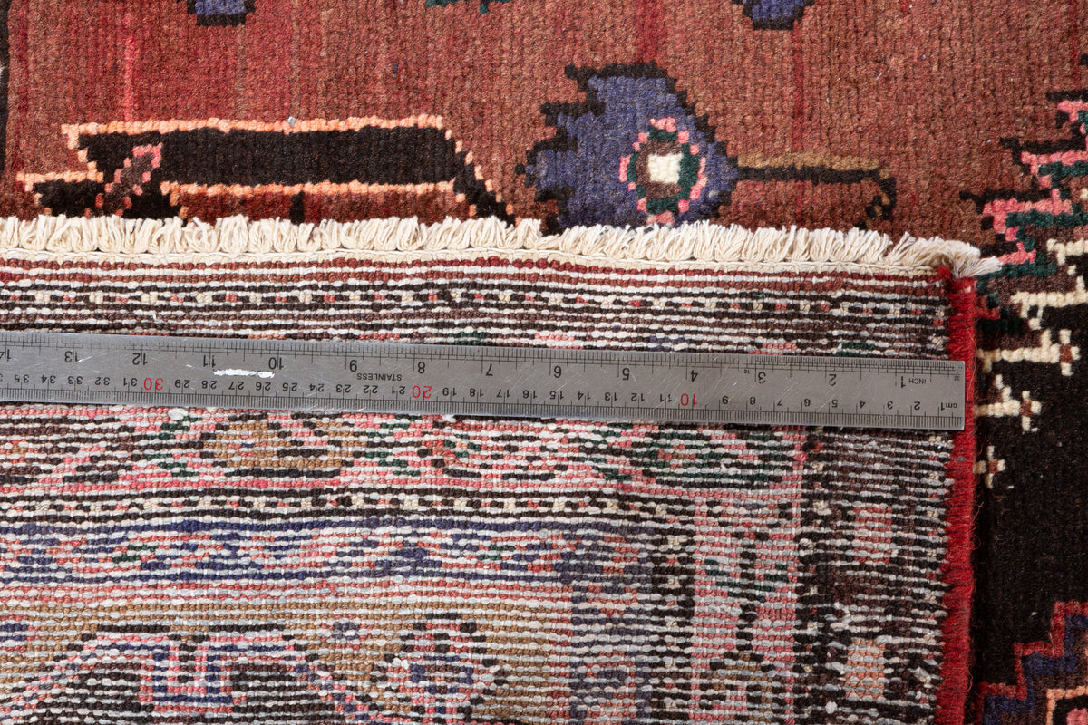 Vintage Geometric Medallion Runner Rug, Rust Red & Pink – 10' 9" x 3' 9" (327 x 114 cm)