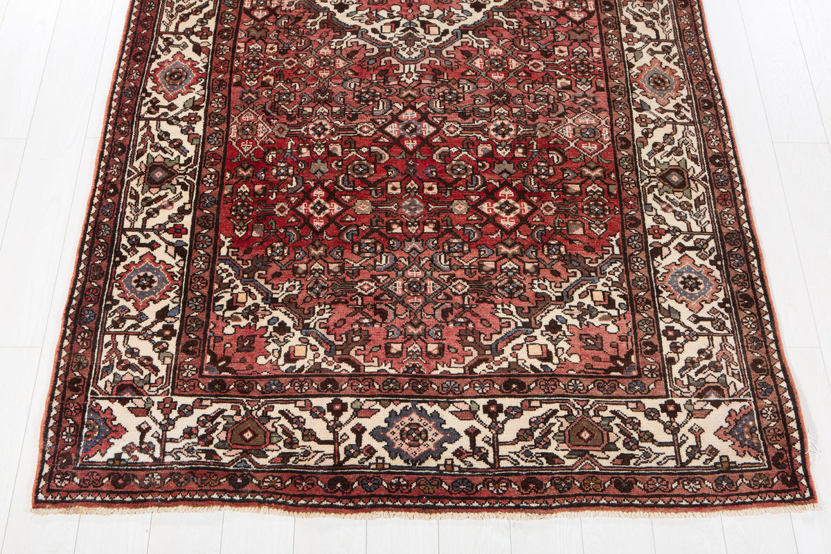 Vintage Rust Red & Beige Wool Rug – 10' 4" x 5' 3" (316 x 159 cm)